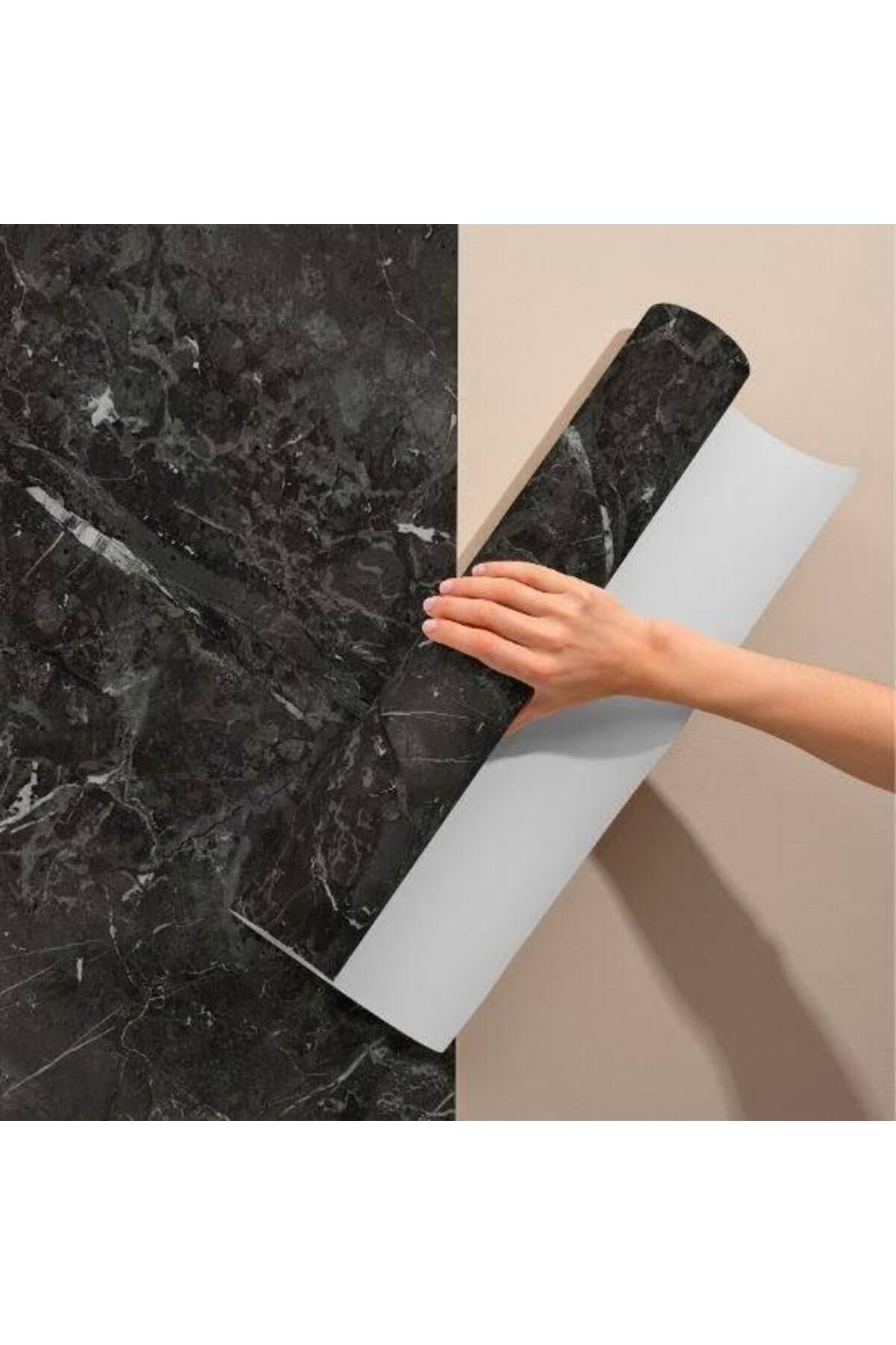 kuzenler store Siyah Mermer Desenli Yapışkanlı Kaplama Kağıdı 5 Metre