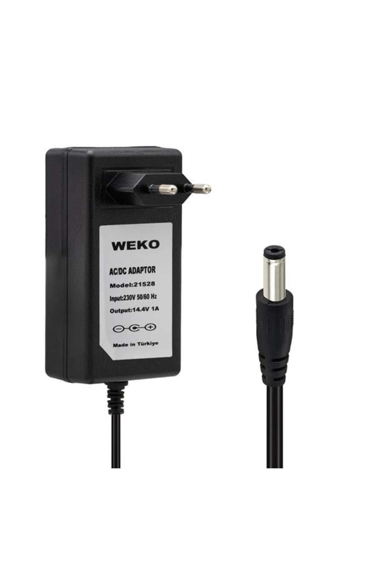 DENİZBİLİŞİM Weko 14.4 Volt - 1 Amper 5.5*2.5 Uçlu Plastik Işıklı Kasa Priz Tip Adaptör