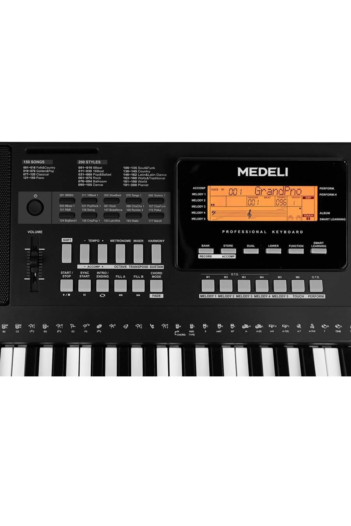 MEDELİ-A300 Synthesizer, 61 Dynamic Keys, 618 Sounds, 240 Rhythms, USB-midi, Microphone Input 3