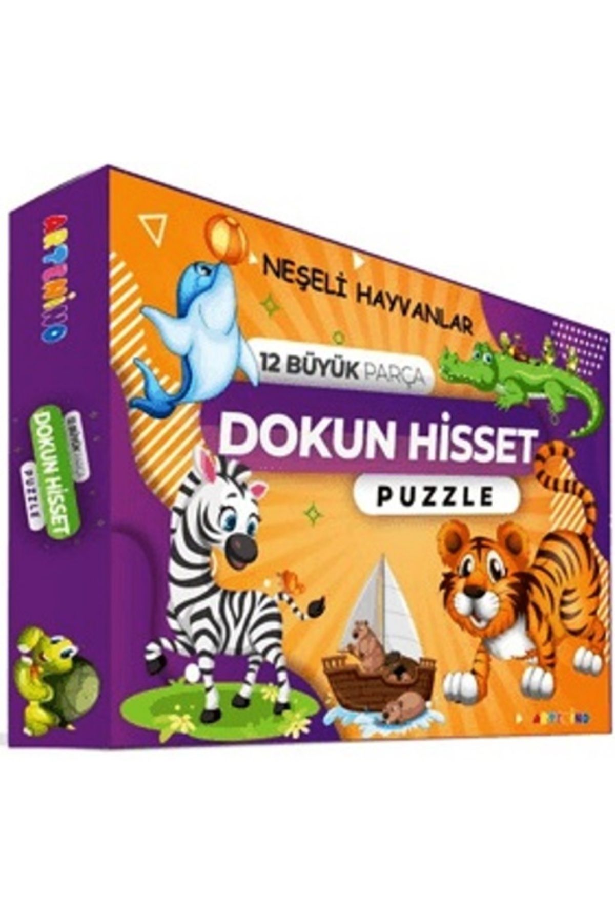 Artenino Neşeli Hayvanları 12 Büyük Parça Dokun Hisset Puzzle