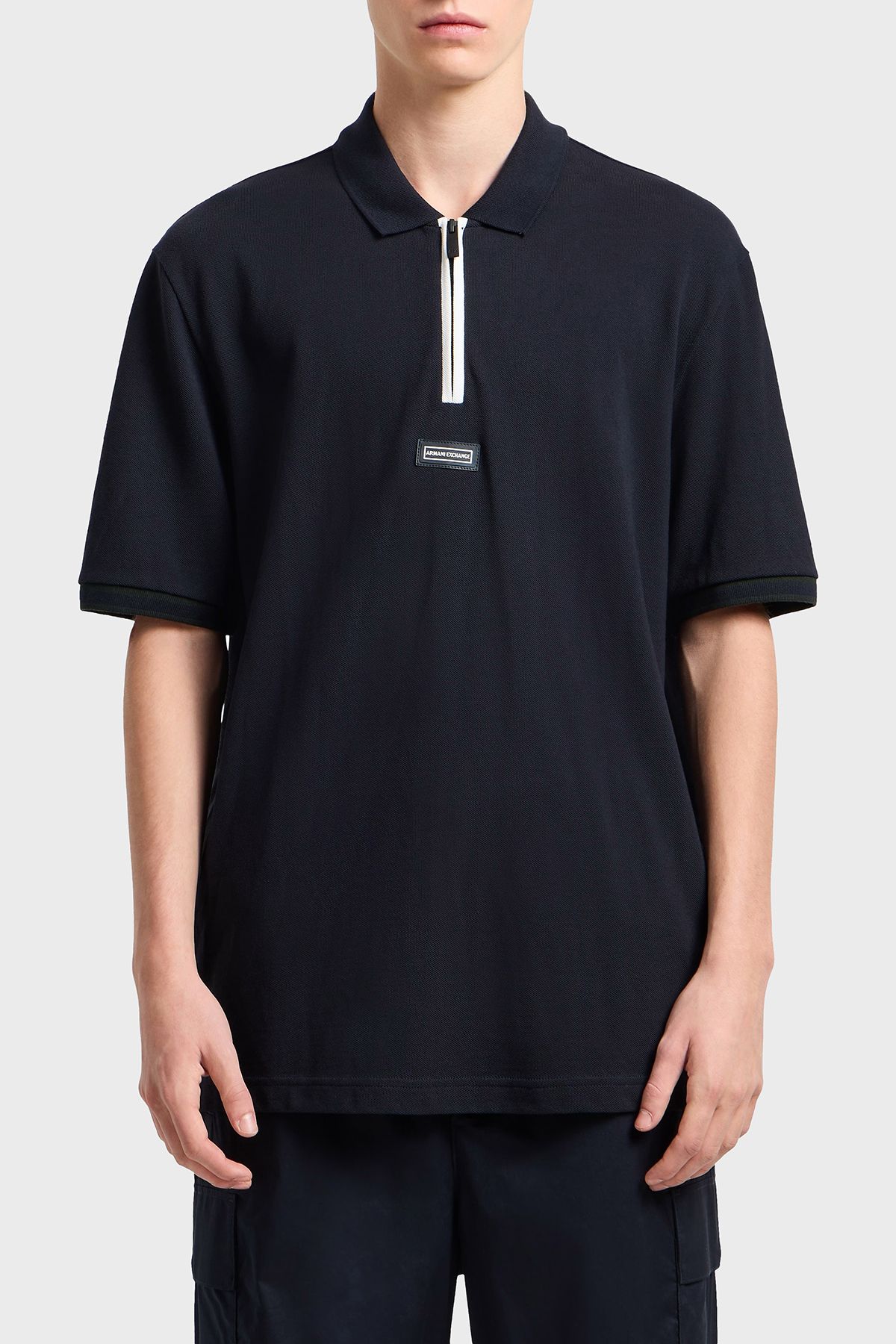 Armani Exchange % 100 Pamuk Regular Fit Yarım Fermuarlı Polo Yaka T Shirt Erkek POLO YAKA T SHİRT XM