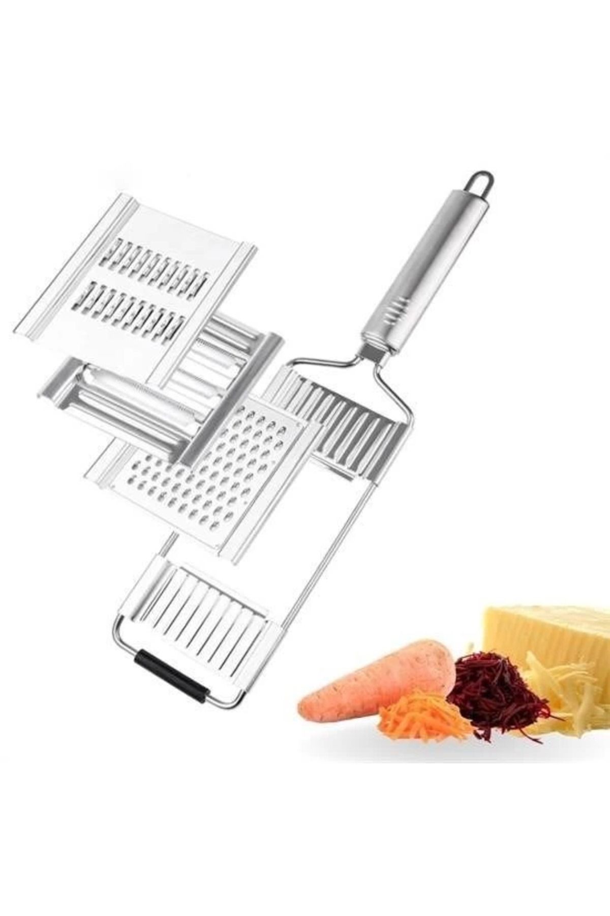 MELFSHOP Ayarlanabilir 3 Farklı Başlıklı Tutmalı Sebze Dilimleyici Peynir Rendeleyici Aparat