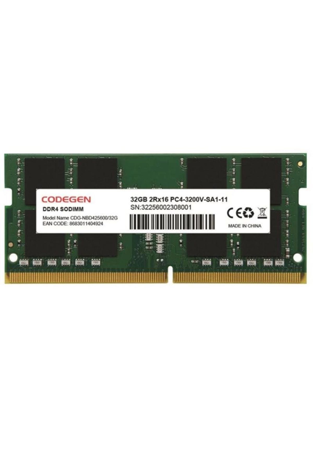 DENİZBİLİŞİM Codegen 32Gb Ddr4 3200Mhz Notebook Ram Value Cdg-Nbd425600/32G