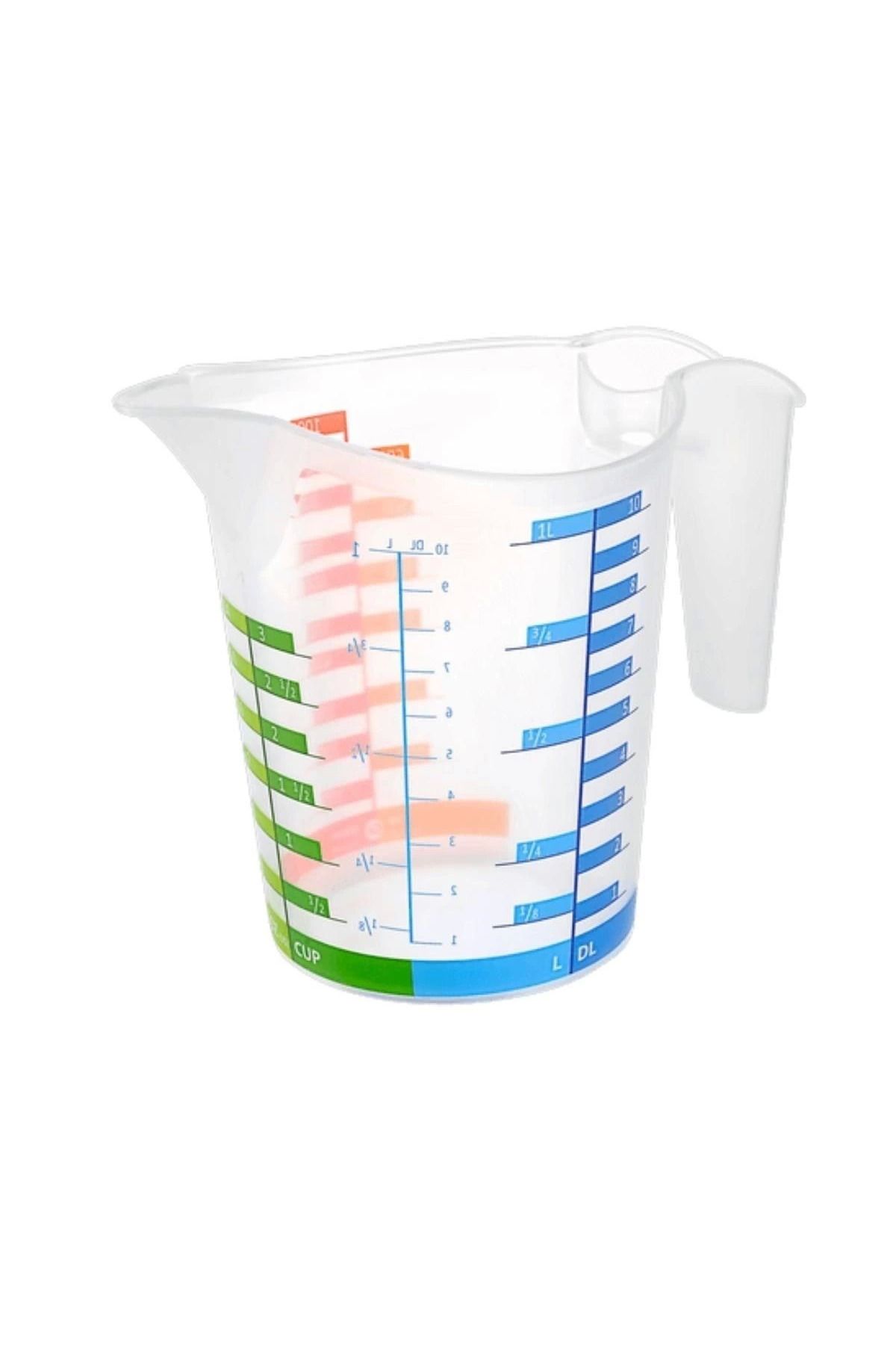 MELFSHOP 500 ml Renkli Dereceli Sert Plastik Mutfak Ölçü Kabı