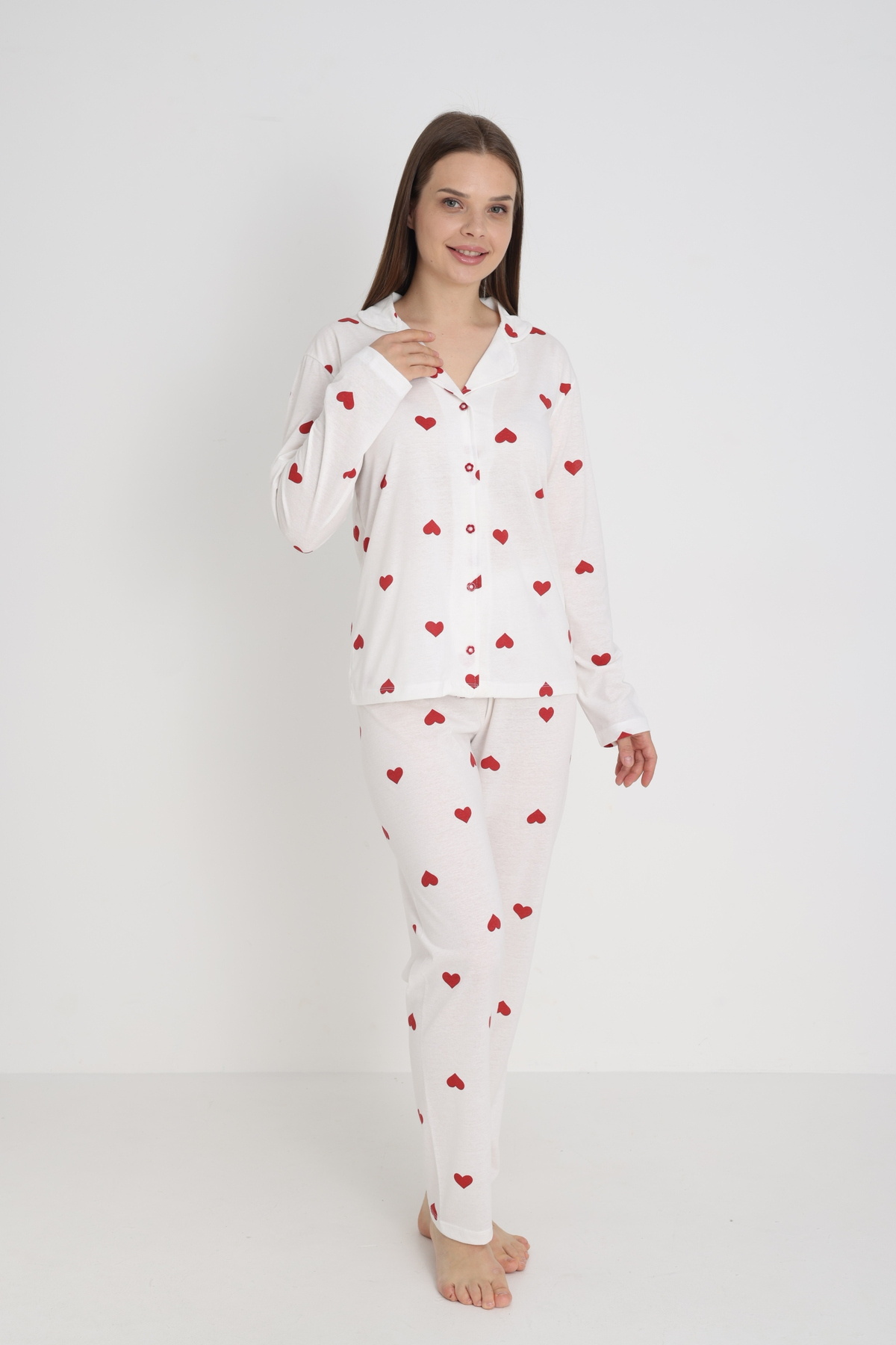 STRAWBERRY-Buttoned Pajama Set Cotton 3