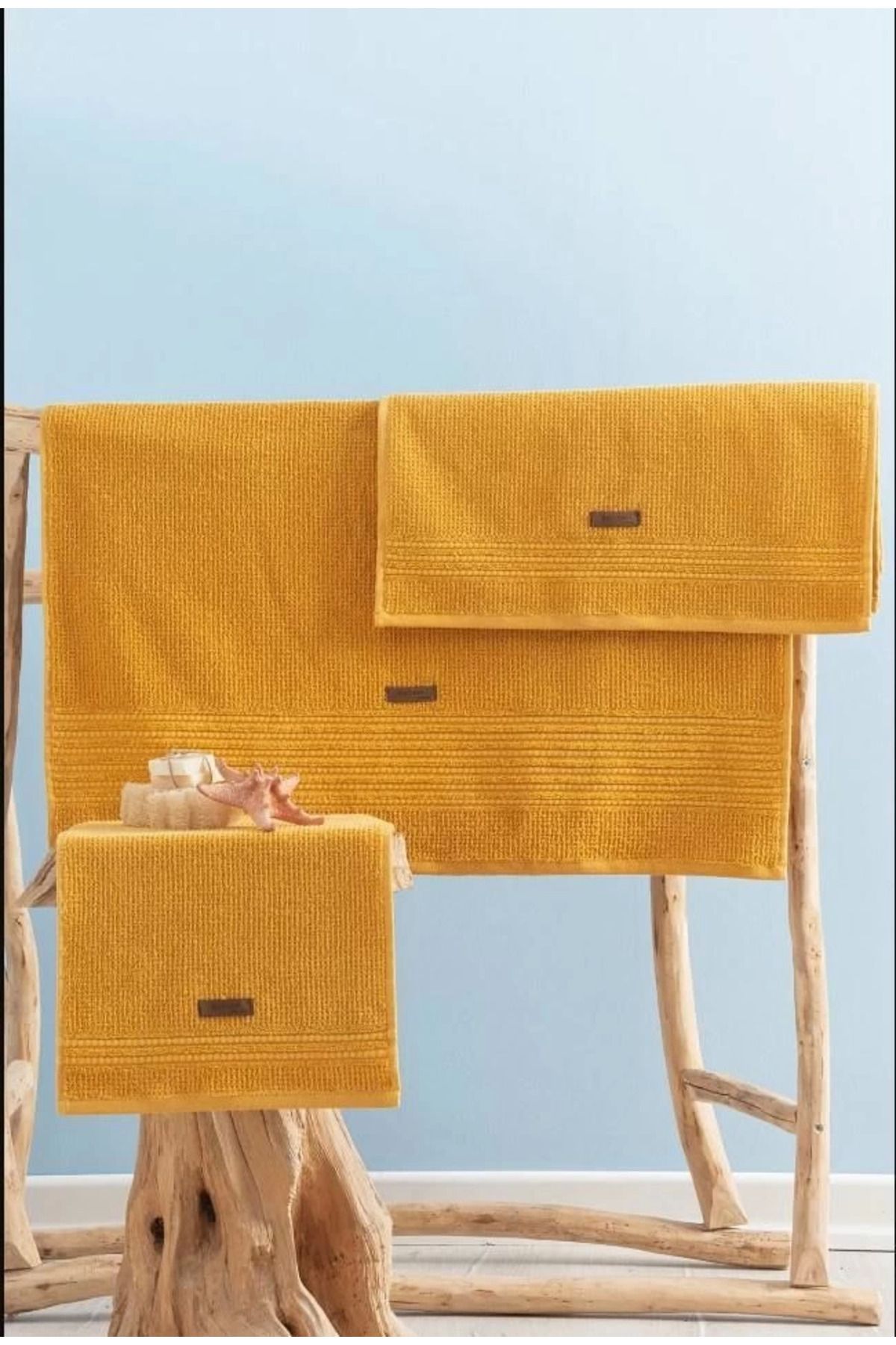 ÖYKÜ VE YİĞİT Cotton Box Welness Sunset Sarı Havlu Seti