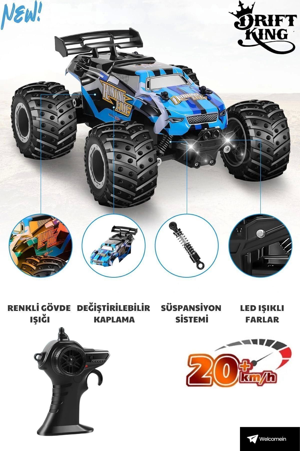 Heez 2.4 GHz Uzaktan Kumandalı Şarjlı Led Işıklı Drift Yapan 20 Km Hız Off Road Araba