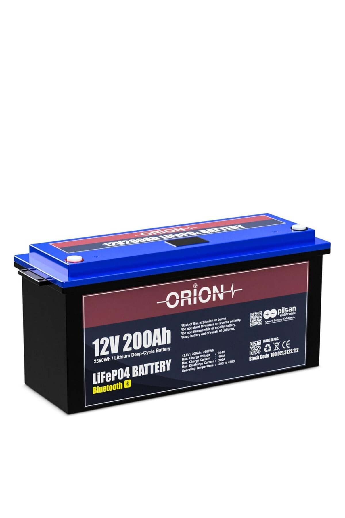 Orion LiFePO4 12.8V 200Ah Smart Akü Bluetooth Ekranlı