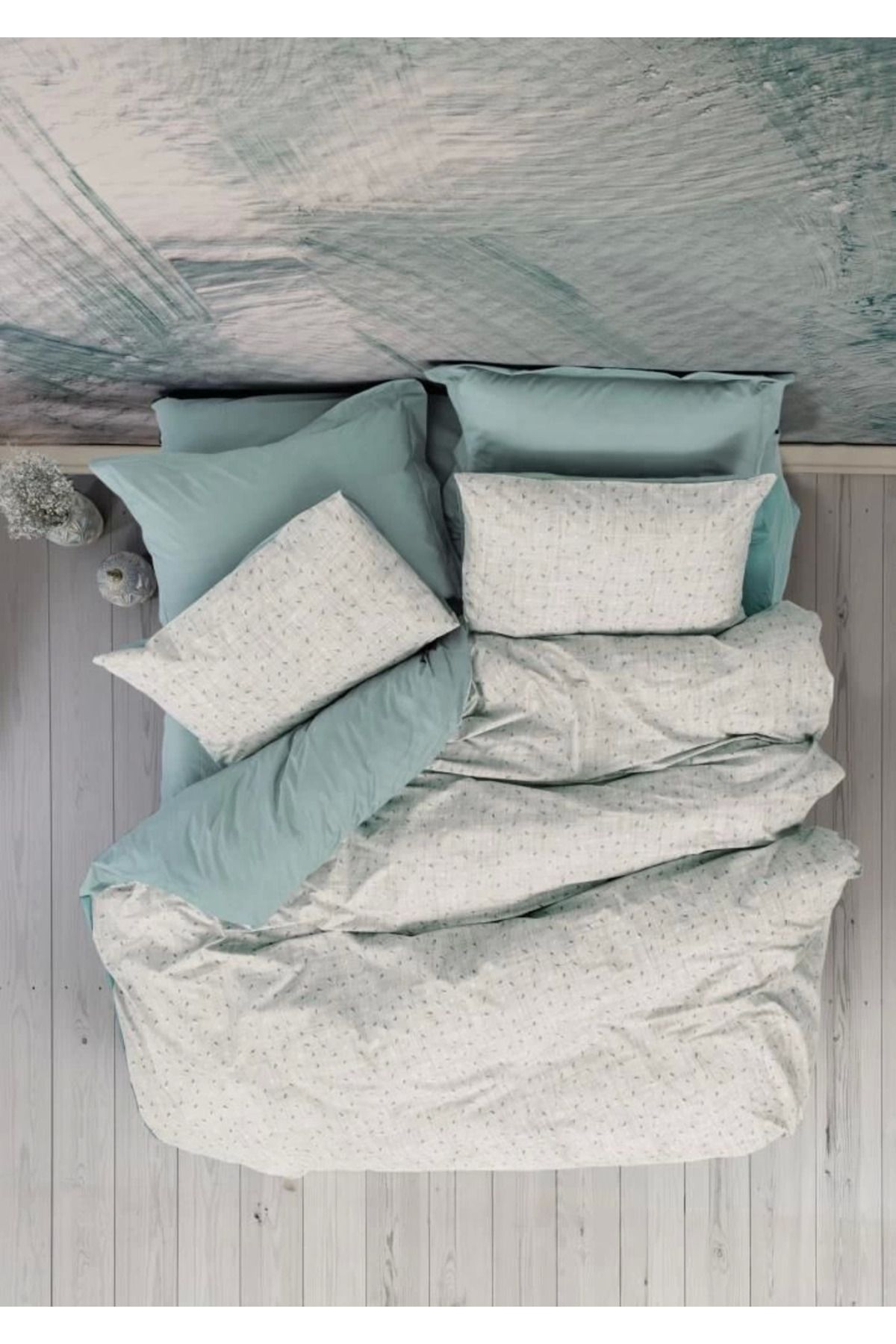 ÖYKÜ VE YİĞİT Cotton Box Petite Çift Kişilik Nevresim Takımı Drops Mint