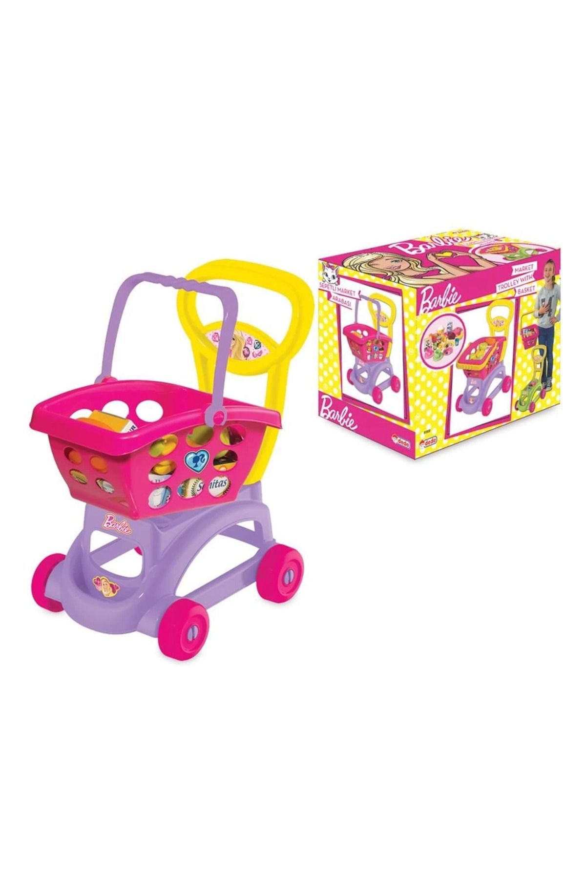 E&E Home Lisanslı Oyuncak Barbie Sepetli Market Arabası