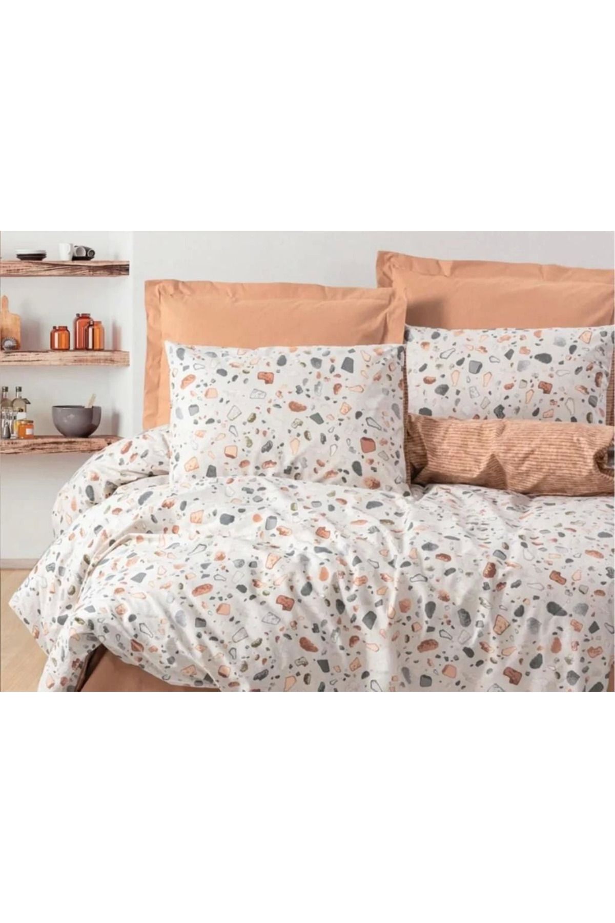 ÖYKÜ VE YİĞİT Cotton Box Tek Kişilik Minimal Nevresim Takımı Oniks Karamel