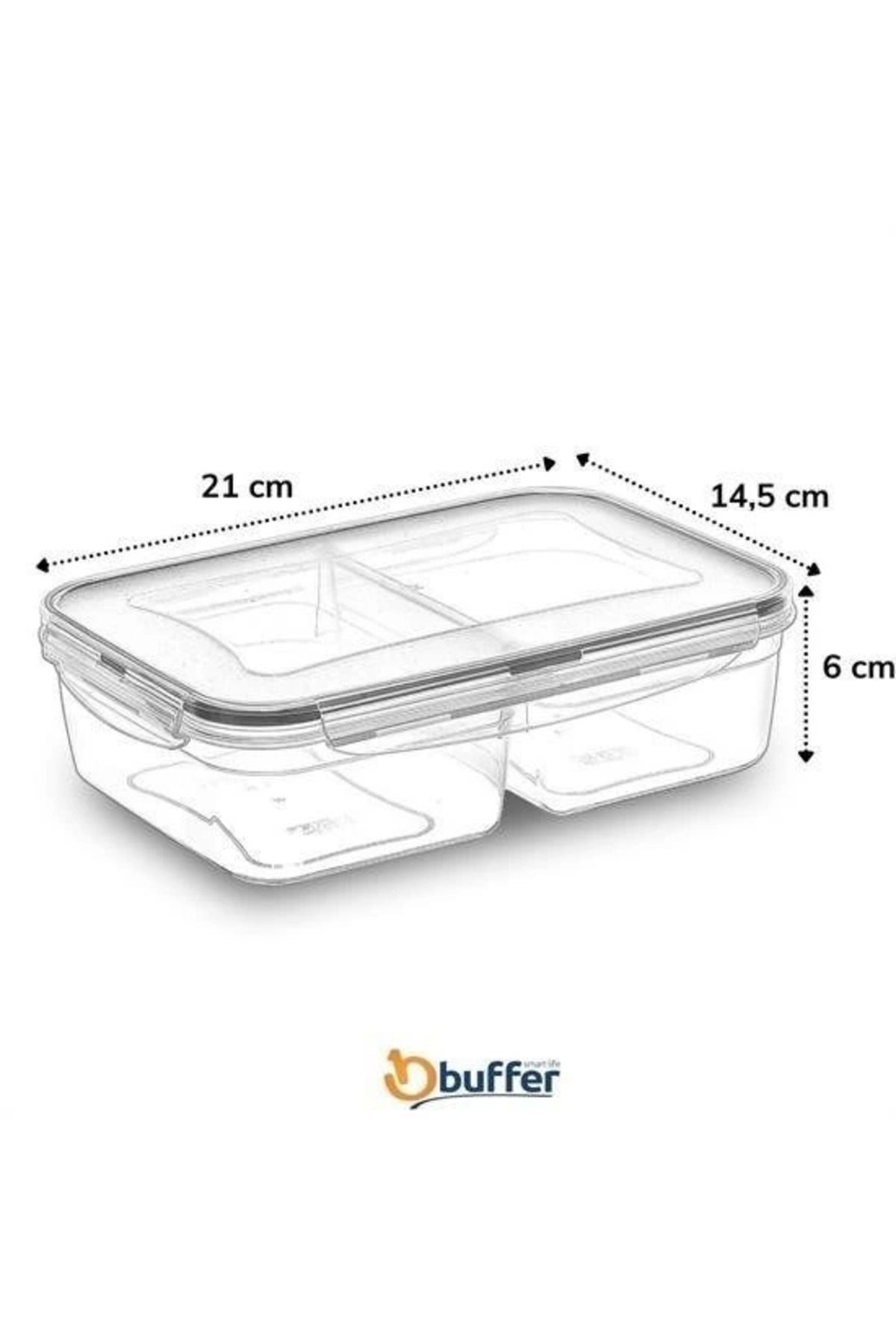 LiderGlobal-2-Compartment 1 Liter Food Storage Container with Leak-Proof Seal and Lockable Lid -LC505 4
