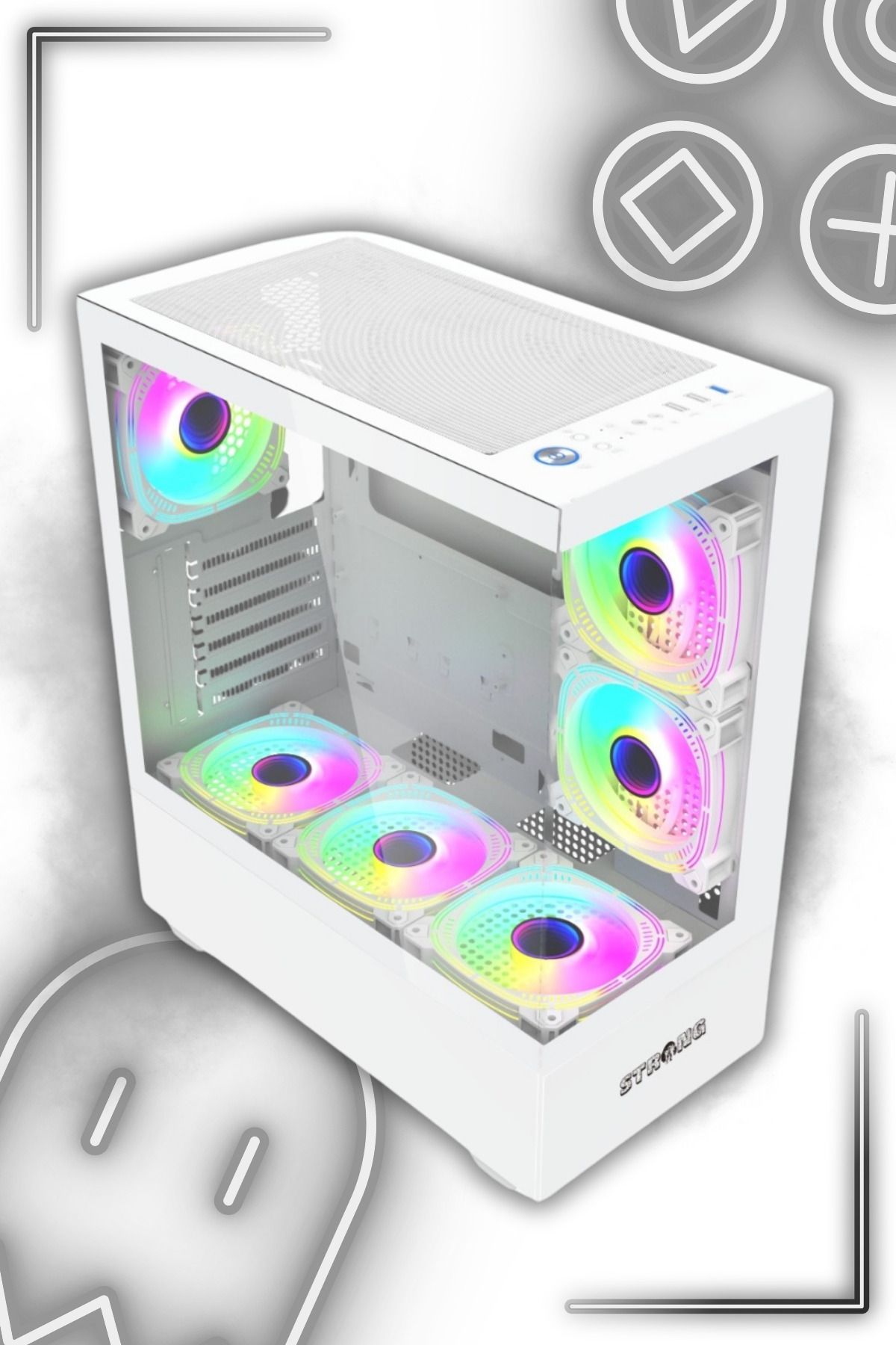 GAMİNGTECH Melkor Beyaz 6x 120MM Argb Atx Gaming Bilgisayar Kasası