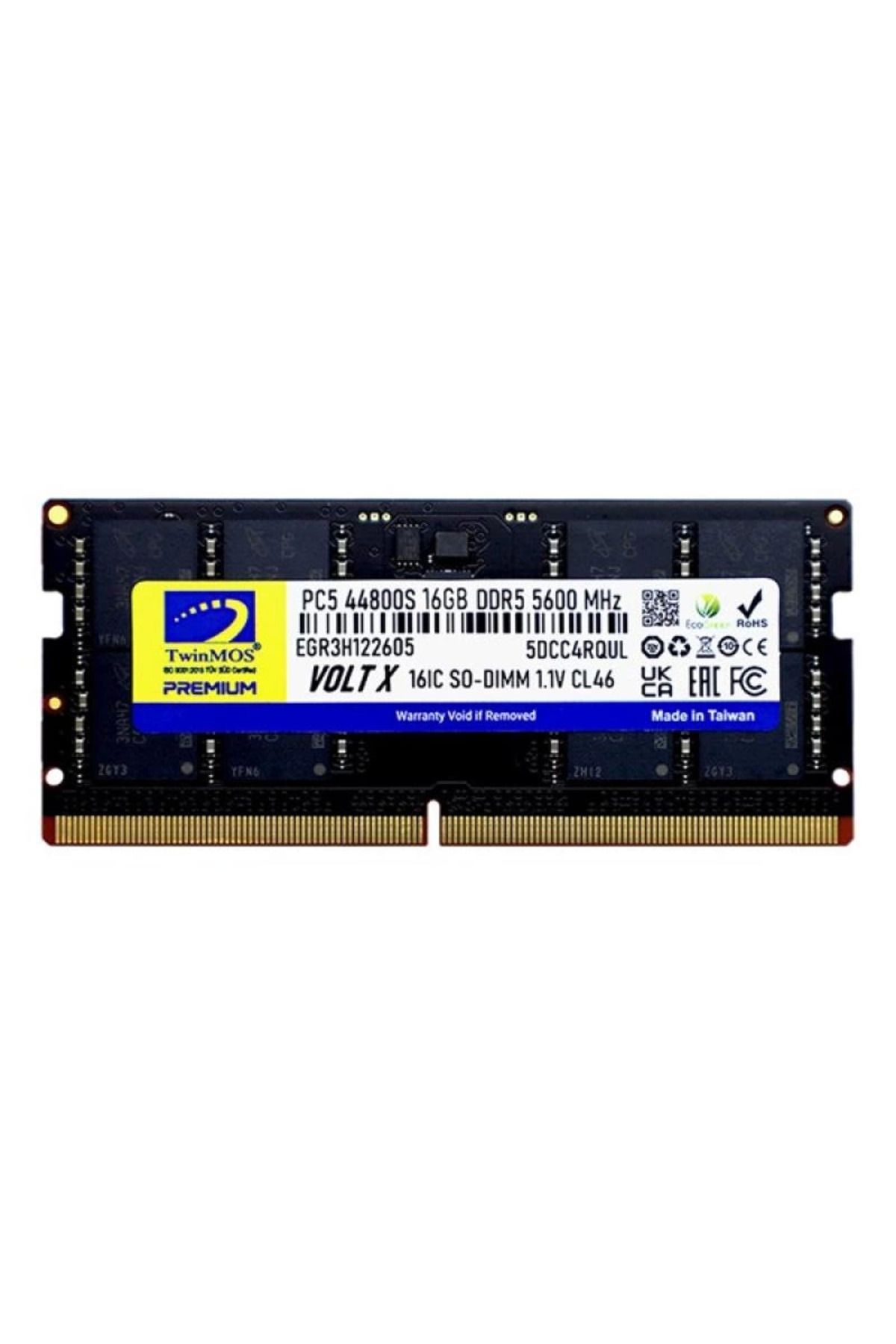 DENİZBİLİŞİM Twinmos 16Gb Ddr5 5600Mhz Cl46 Notebook Ram Voltx Tmd516Gb5600S46