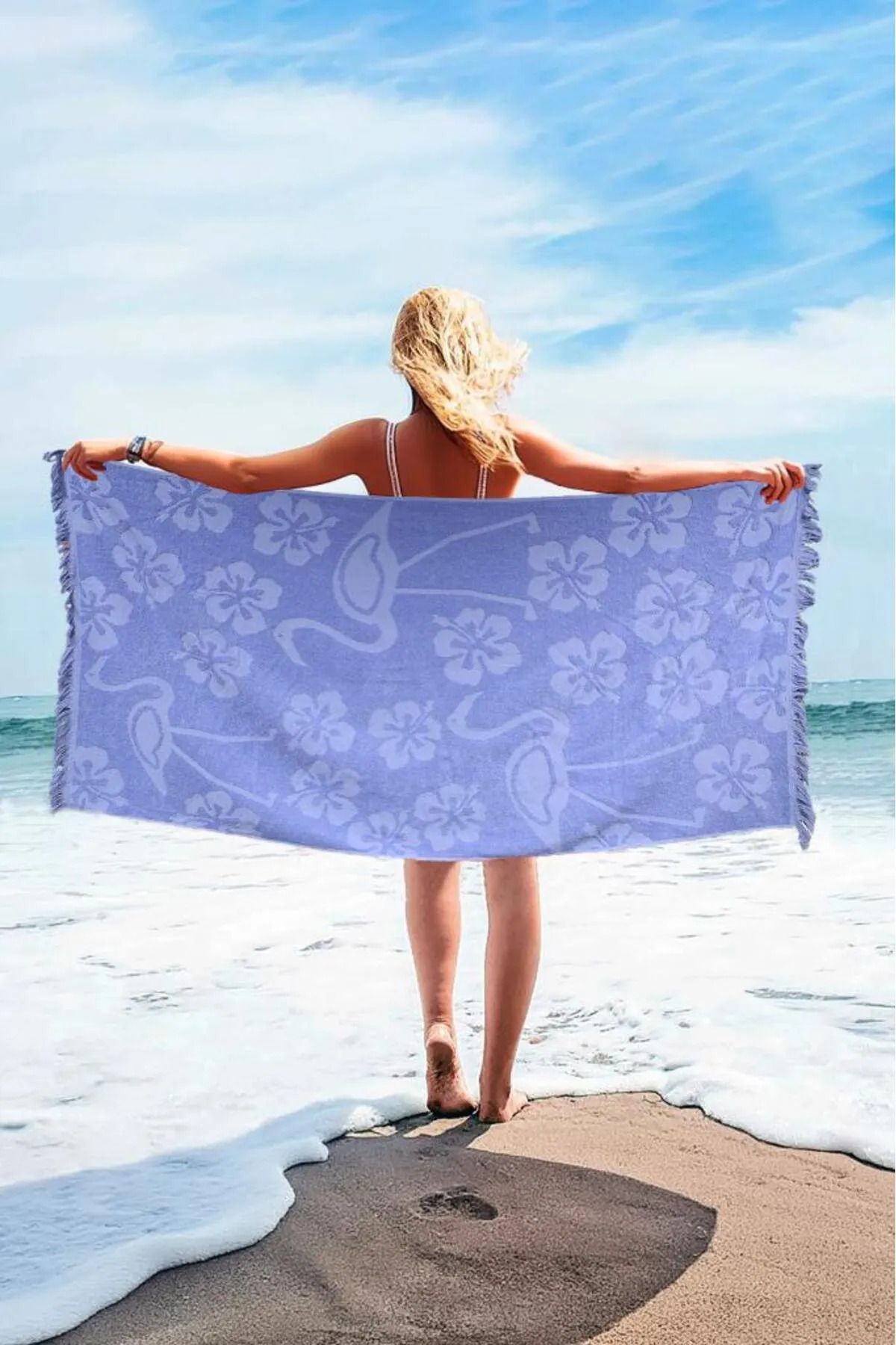 Lady Home Miabella Home Plaj Havlusu %100 Pamuk ,Hızlı Kuruyan,Yumuşak,Banyo Havlusu,Kenar Püsküllü 70x150 Cm