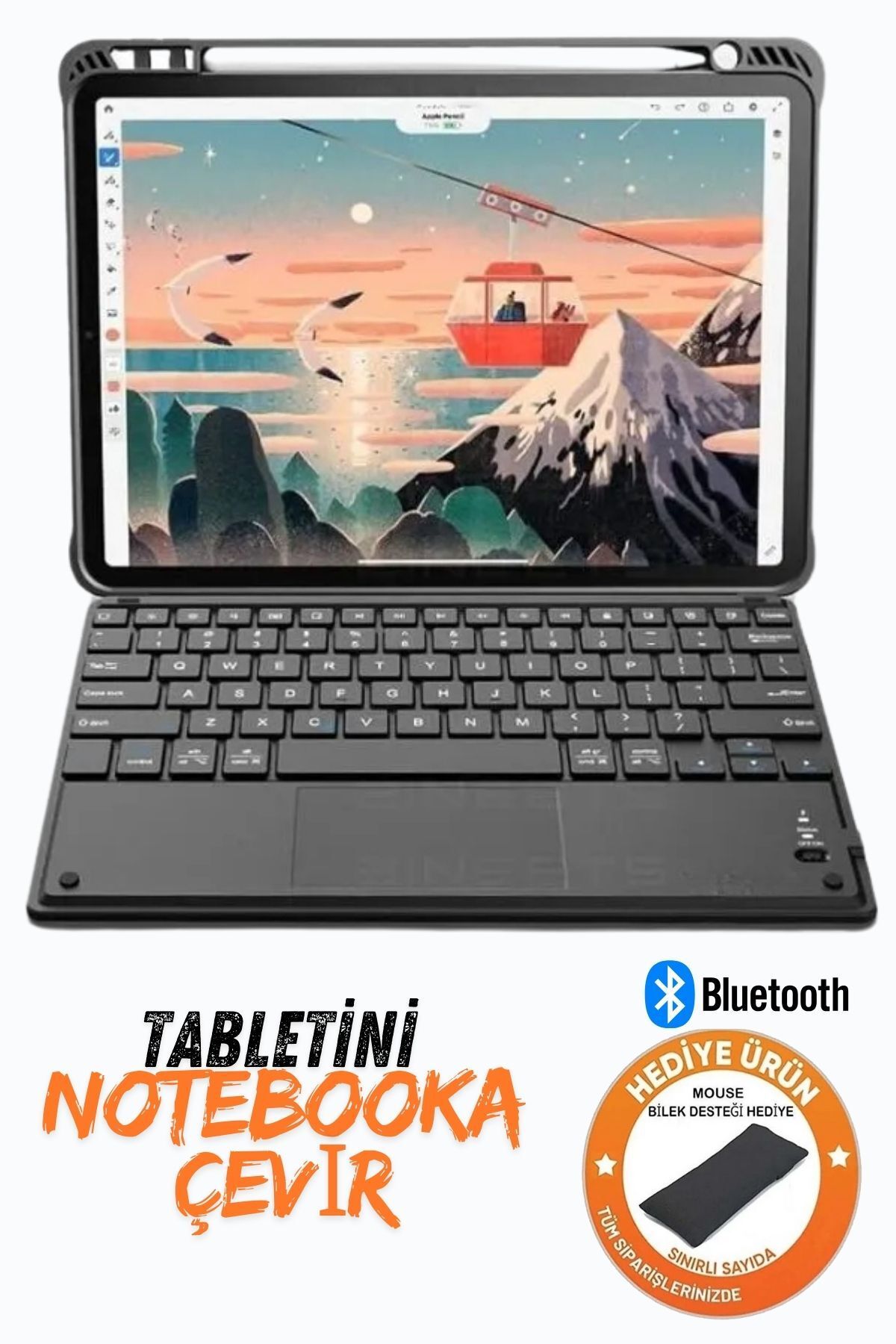 Zineets Kablosuz Şarjlı Bluetooth Klavye Mouse Touchpadli Seti Ultra Slim Tablet Telefon Windows Uyumlu