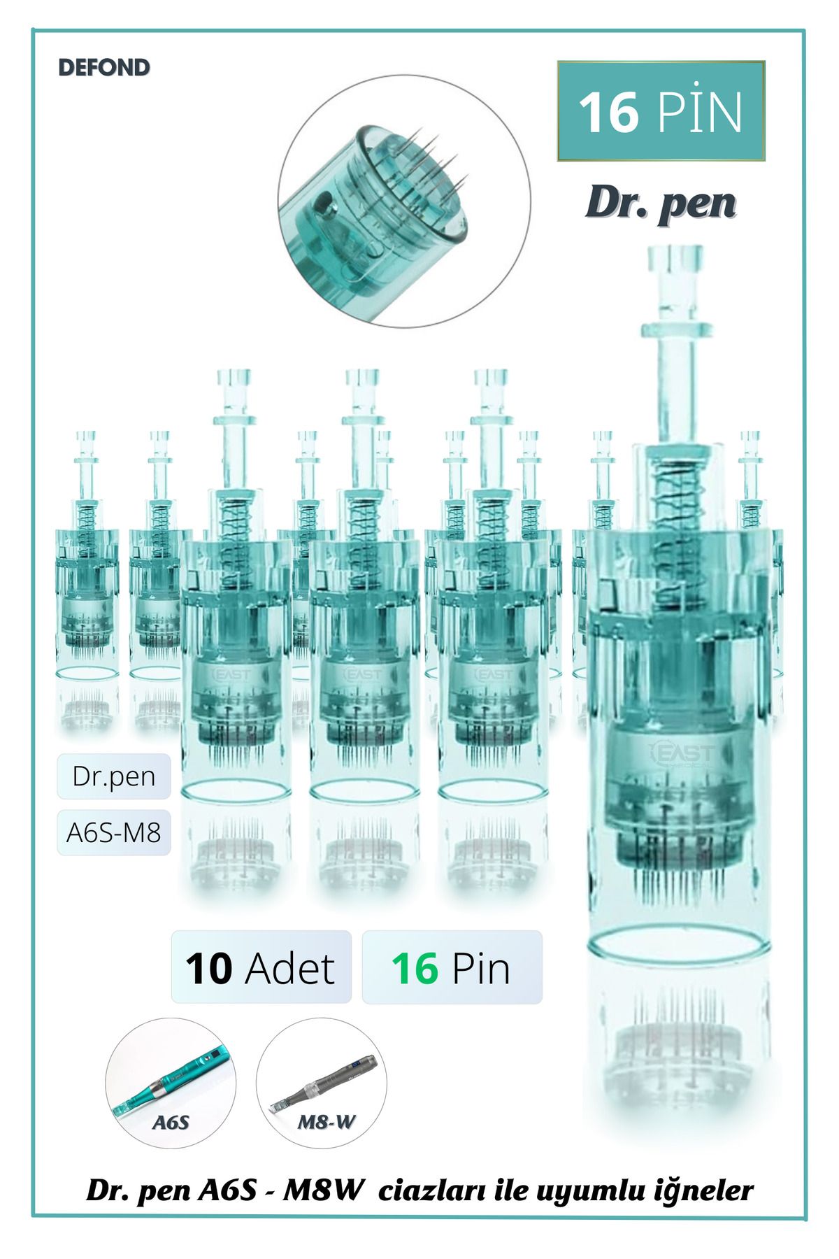 DEFOND Dr Pen A6s - M8w Uyumlu Iğneleri 10 Adet 16 Pin