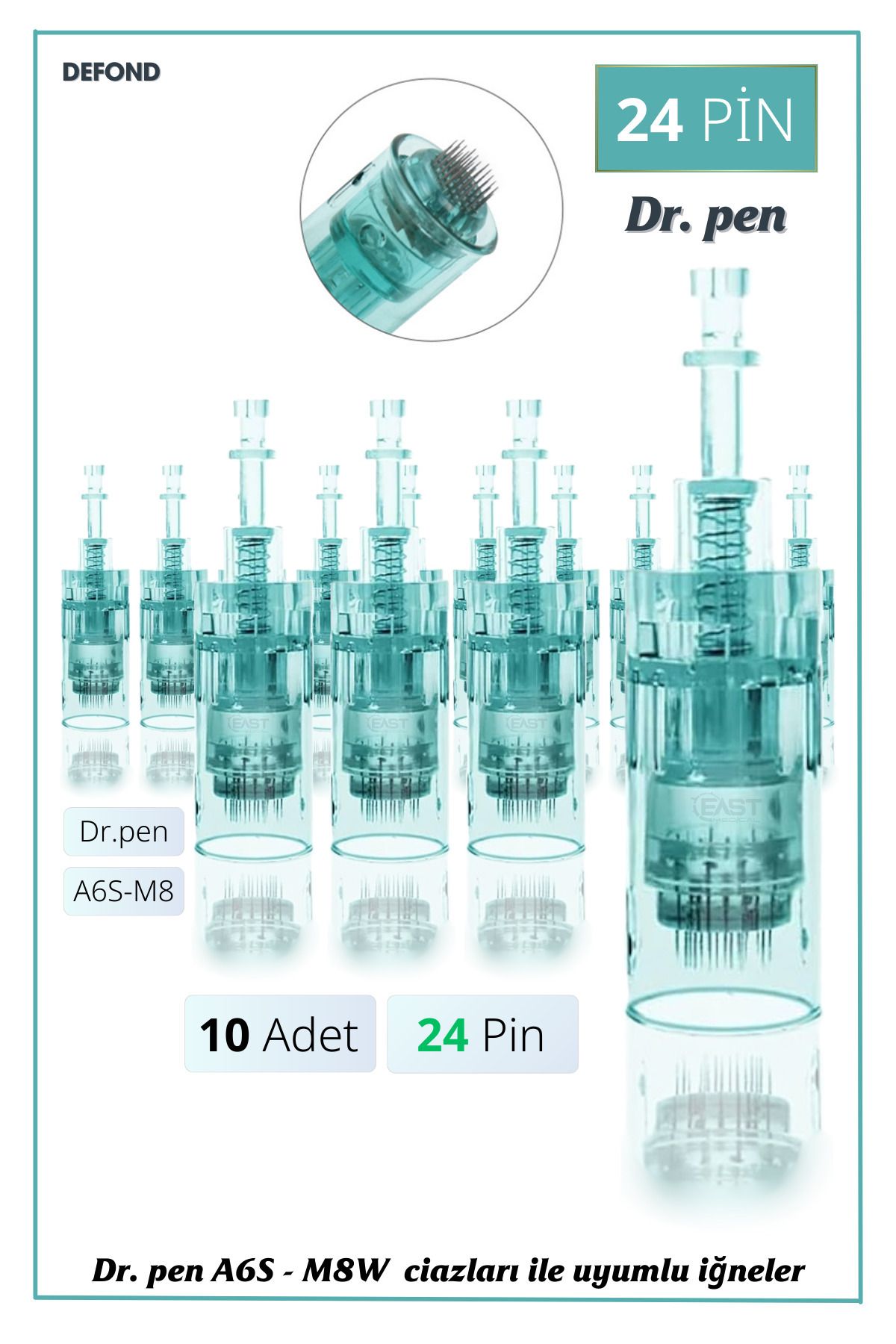 DEFOND Dr Pen A6s - M8w Uyumlu Iğneleri 10 Adet 24 Pin