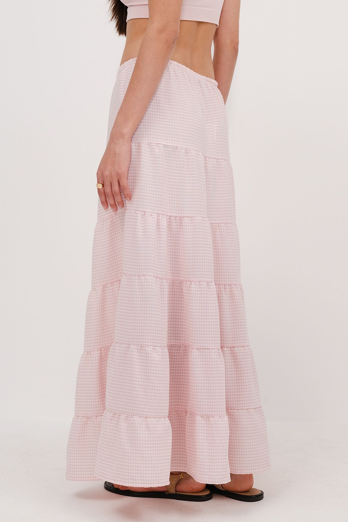 Addax-Μακριά φούστα Gingham E17293-B5 5