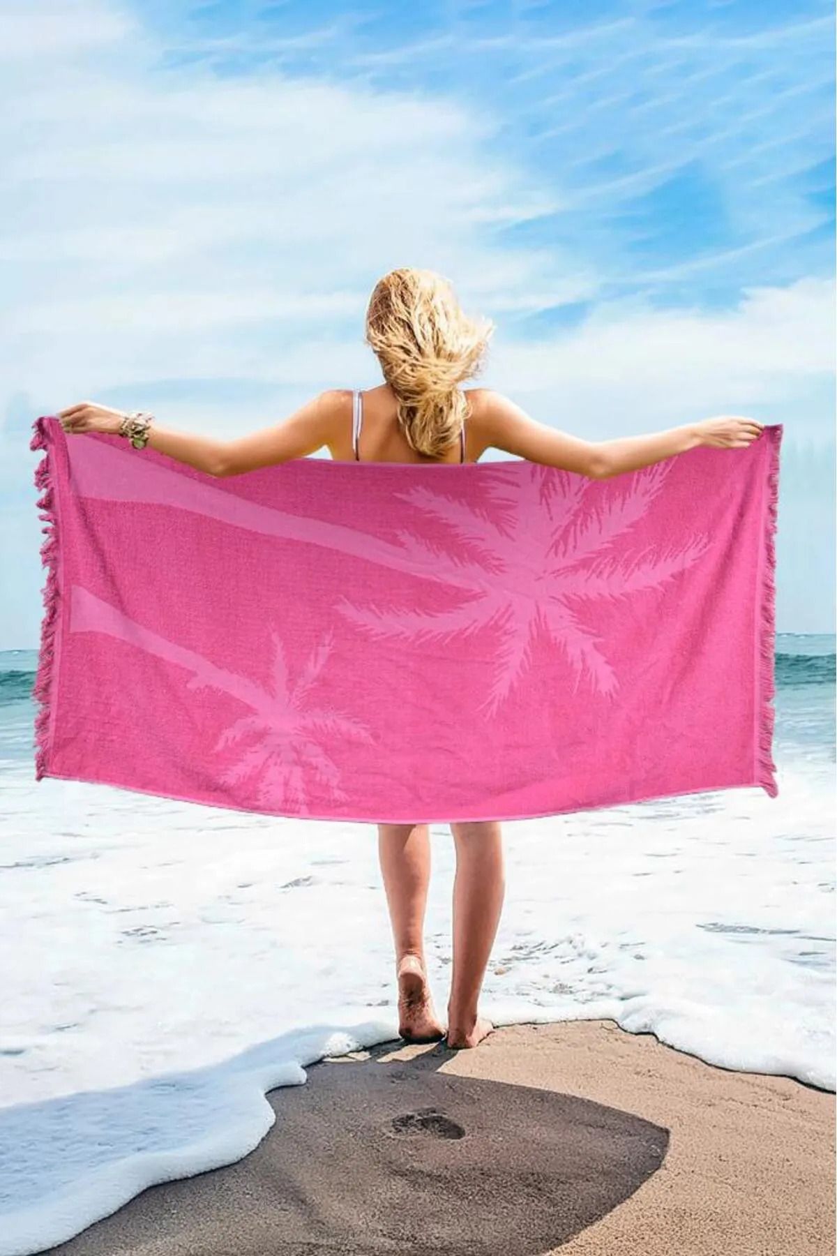 Lady Home Miabella Home Plaj Havlusu %100 Pamuk ,Hızlı Kuruyan,Yumuşak,Banyo Havlusu,Kenar Püsküllü 70x150 Cm