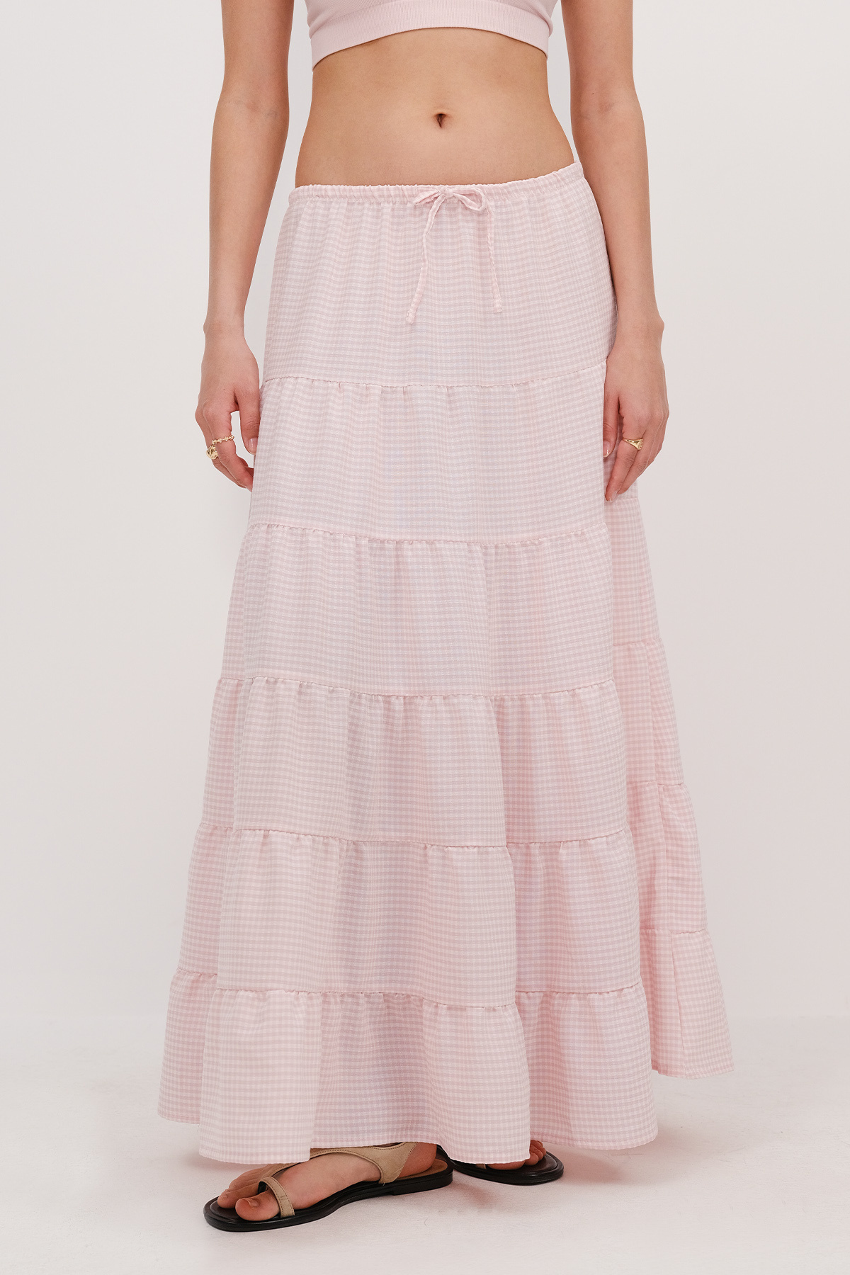 Addax-Μακριά φούστα Gingham E17293-B5 2