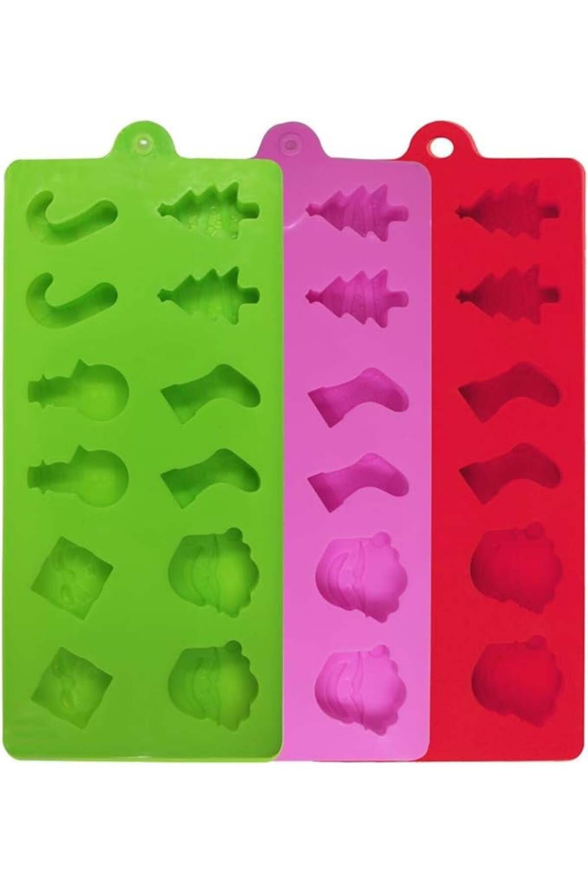 YuCool-Set de 3 forme YuCool pentru bomboane de Crăciun, silicon, multicolore, 15,2 x 10,2 x 0,8 cm 2