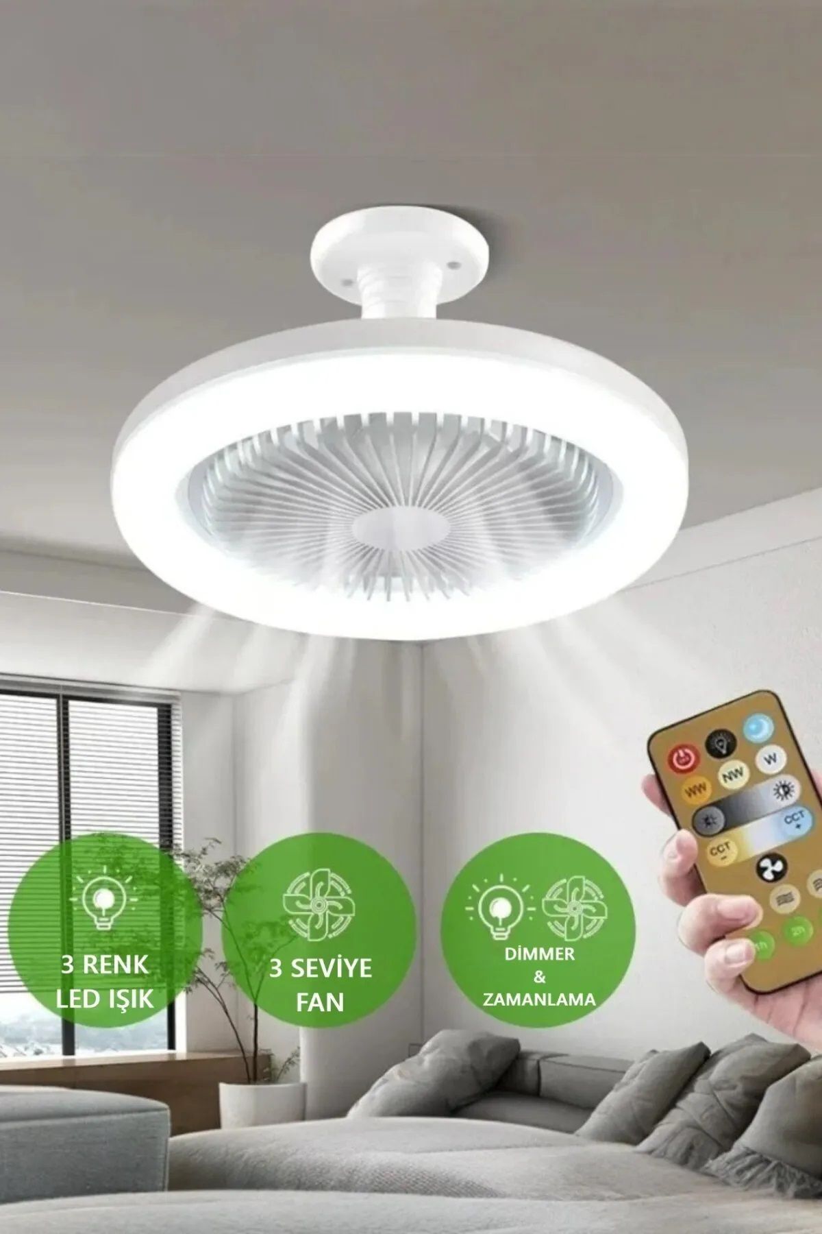 Cata 42W Fanlı Kumandalı Led Ampul Vantilatör
