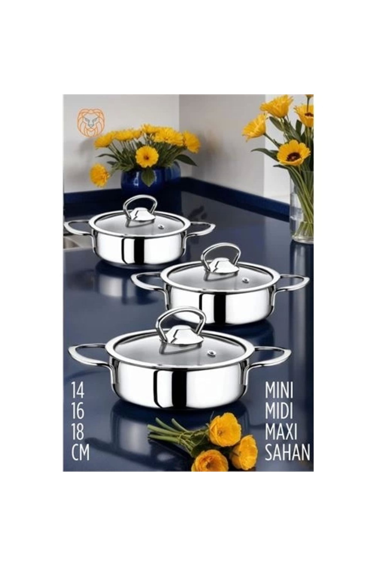 No8 Home Sahan Tencere Mini Midi Maxi 3 lü SET