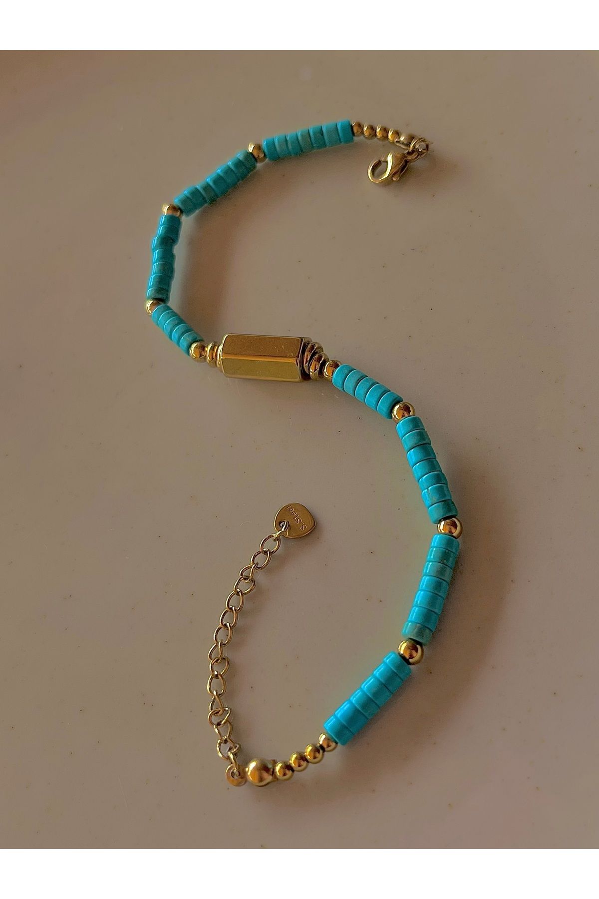 Vamos Jewelry Mavi Renk Çelik Kararmaz Halhal bileklik Suya Dayanıklı