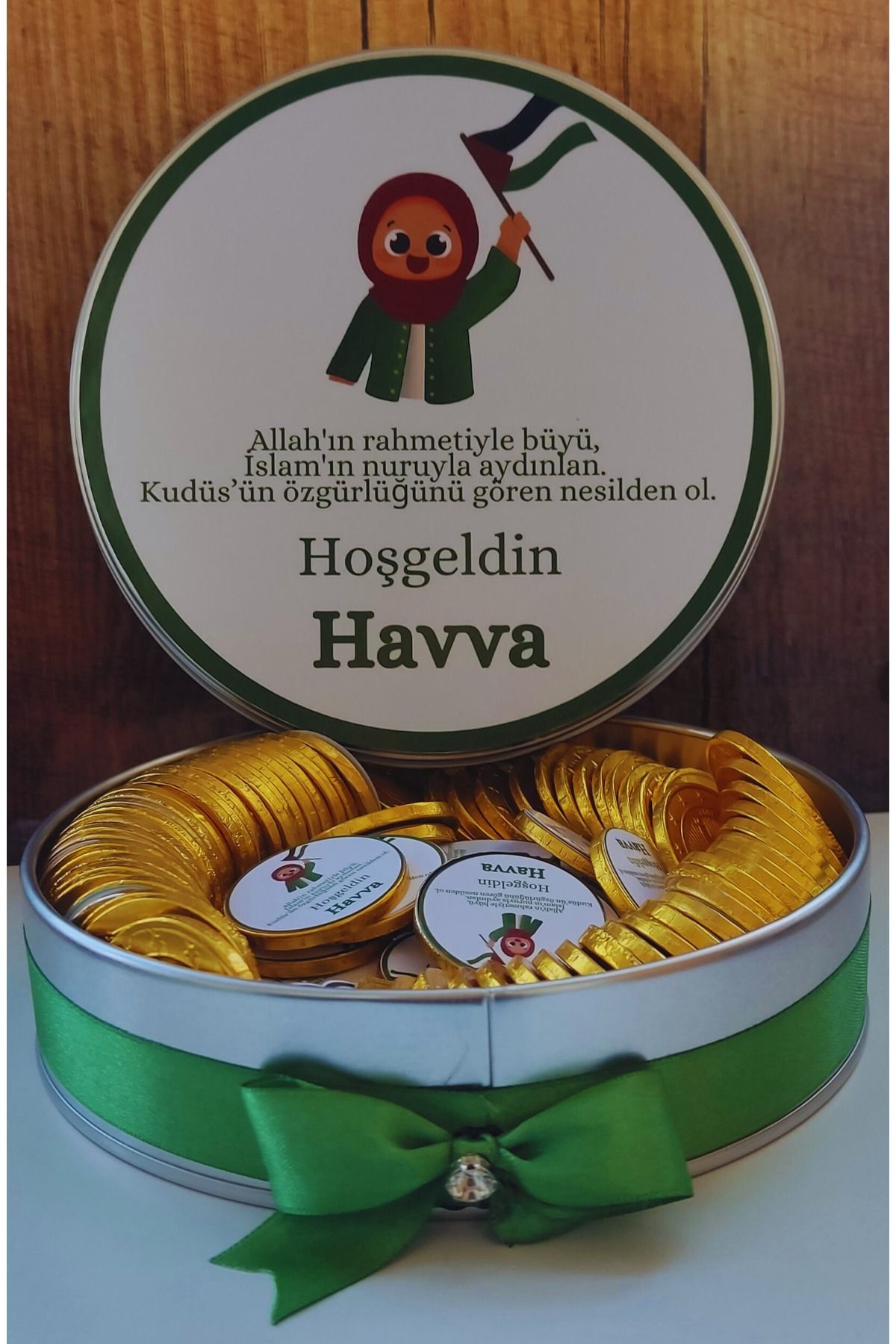 afyoresel 100 Adet Filistin Temalı Sütlü Konfiseri Para Çikolata