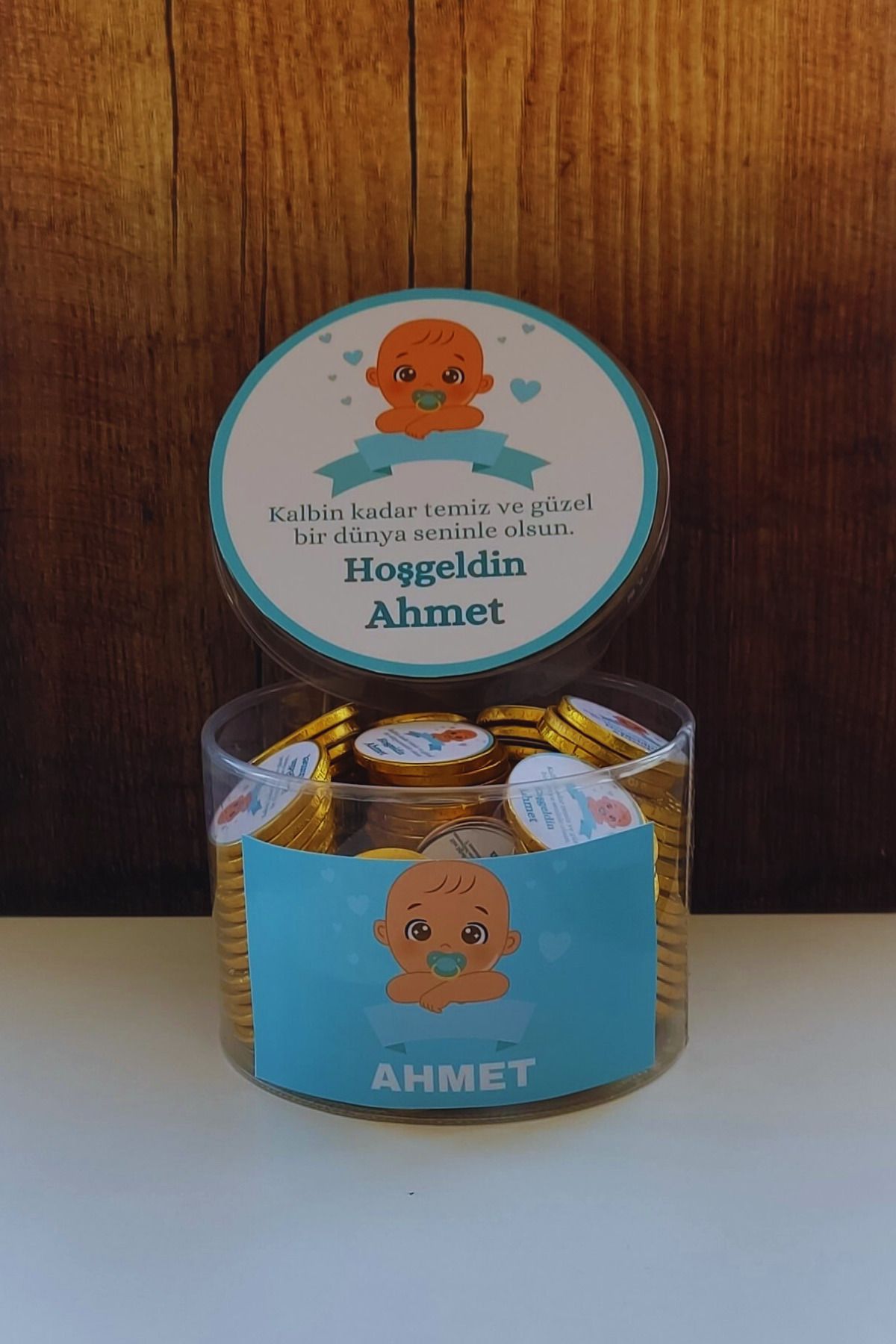 afyoresel 100 Adet Hoşgeldin Erkek Bebek Doğum Konfiseri Çikolata
