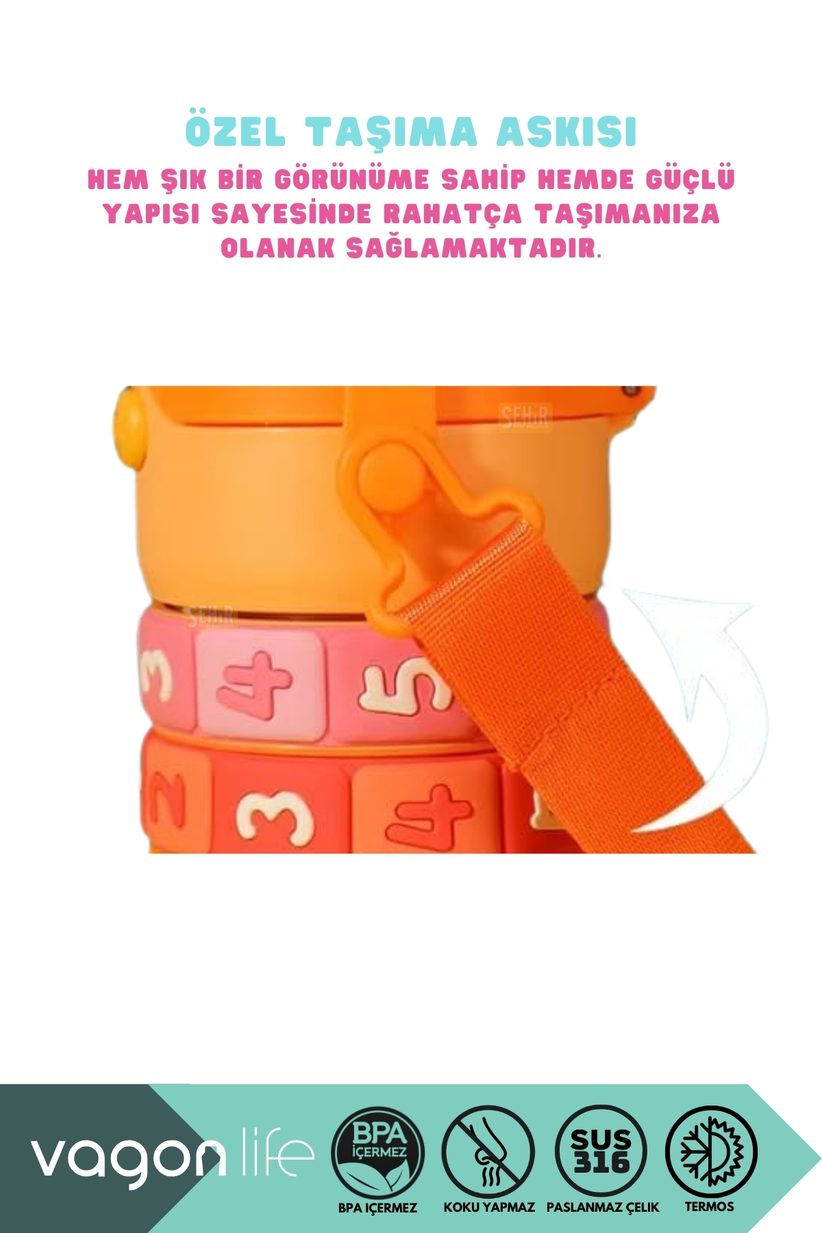 Vagonlife 430ml Sevimli Kulaklı Eğitici Matematik Çevirmeli Oyunlu Pipetli Askılı Kulplu Çocuk Çelik Termos fotoğrafı 5 (önizleme)