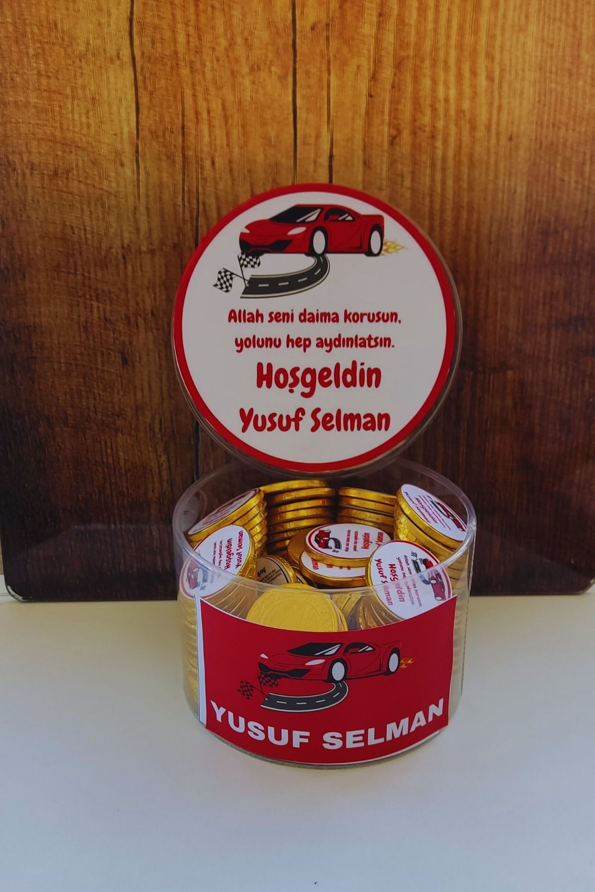 afyoresel 50 Adet Yarış Arabalı Erkek Bebek Hediye Konfiseri Çikolata