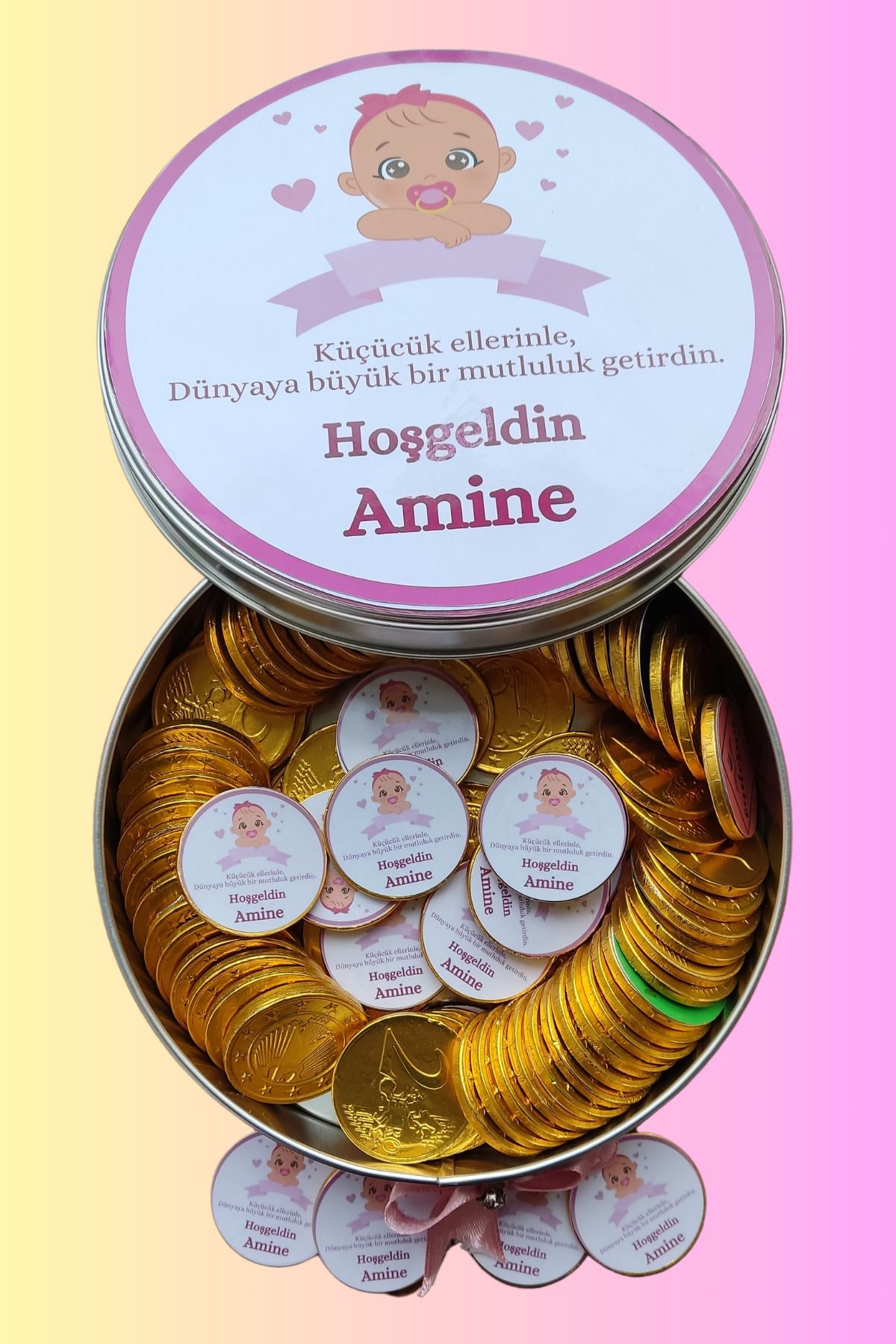 afyoresel 100 Adet Kız Bebek Pempe Sütlü Konfiseri Para Çikolata