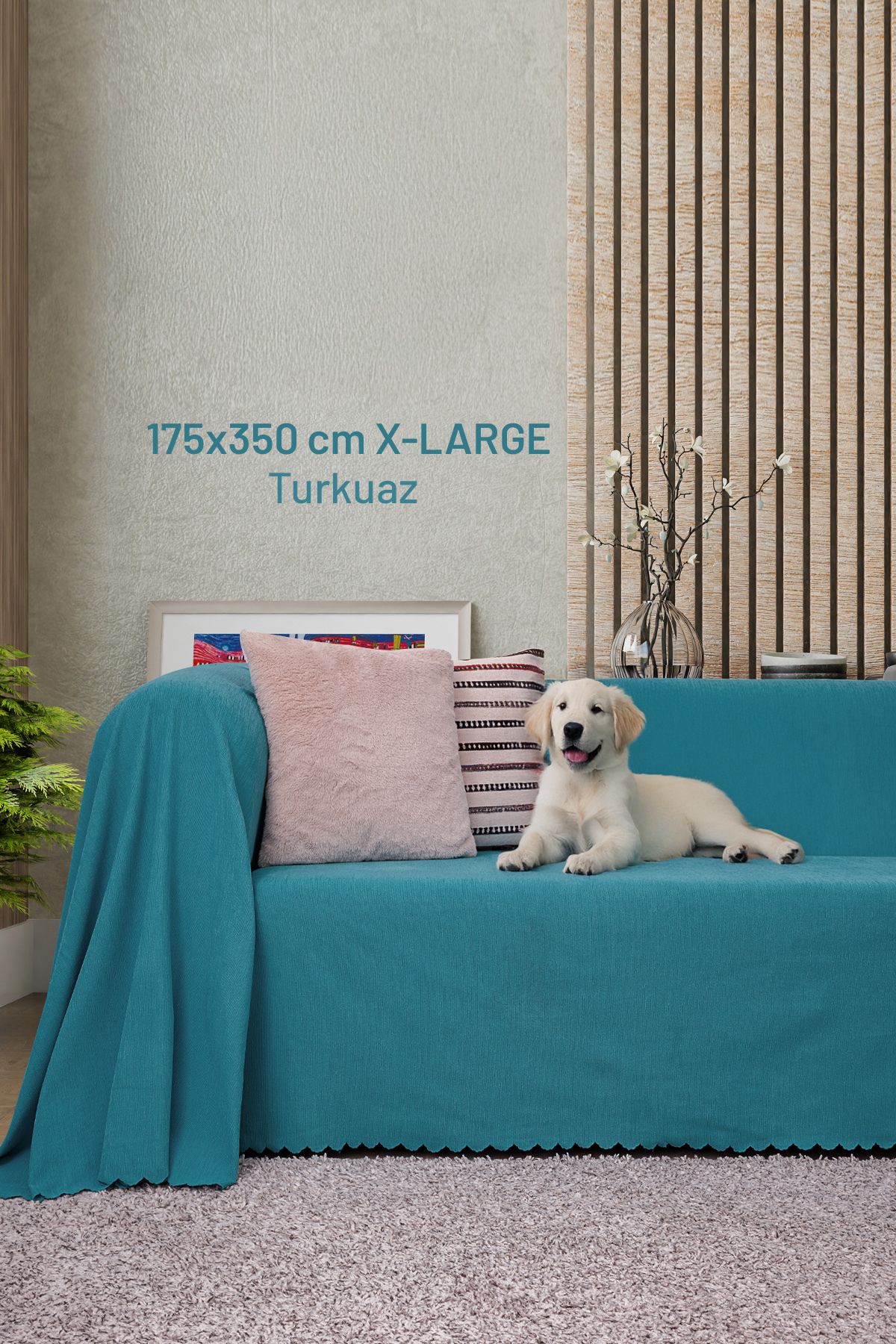 Latuda Home Kaymaz Koltuk Örtüsü Çift Taraflı Mikrofiber Şönil 175x350 cm XL- Turkuaz – Kedi Köpek ve Çocuk Dost