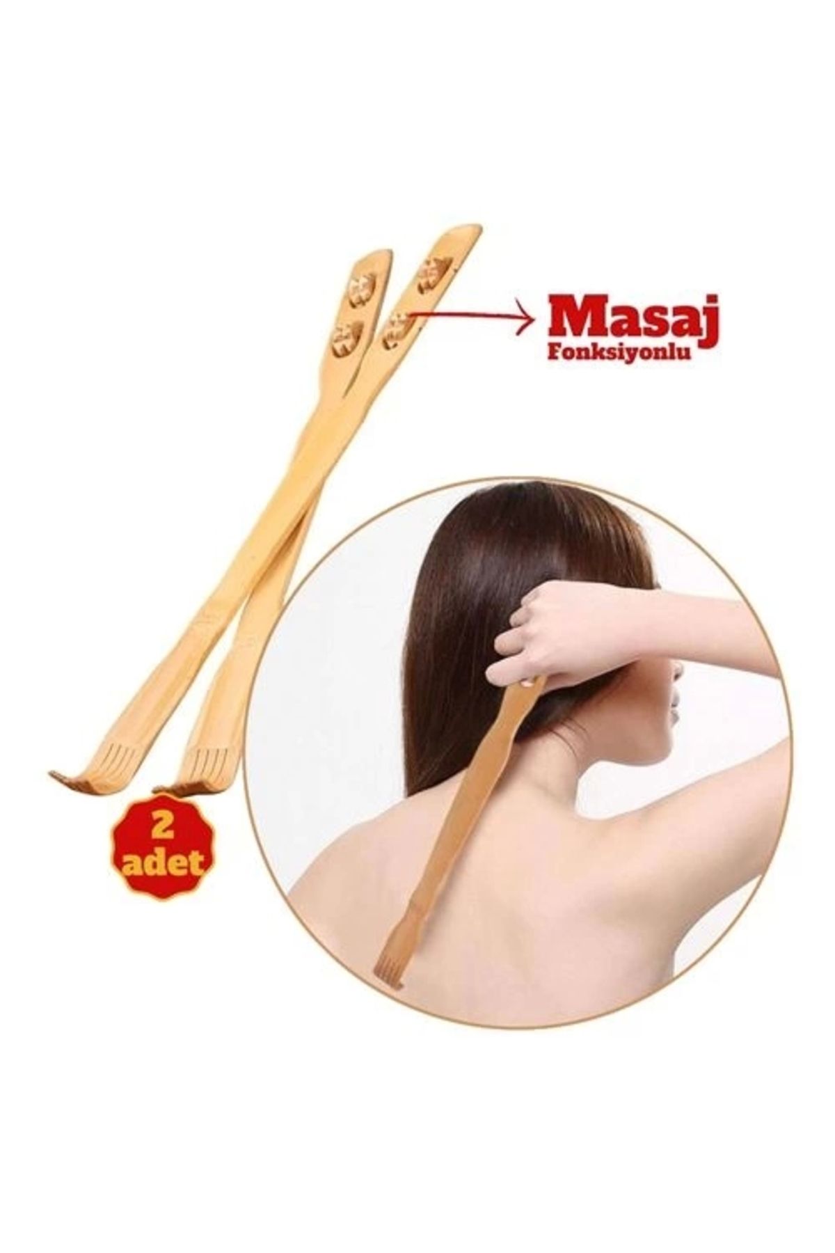 No8 Home Masajlı Ahşap Hanımeli Sırt Kaşıma Aparatı