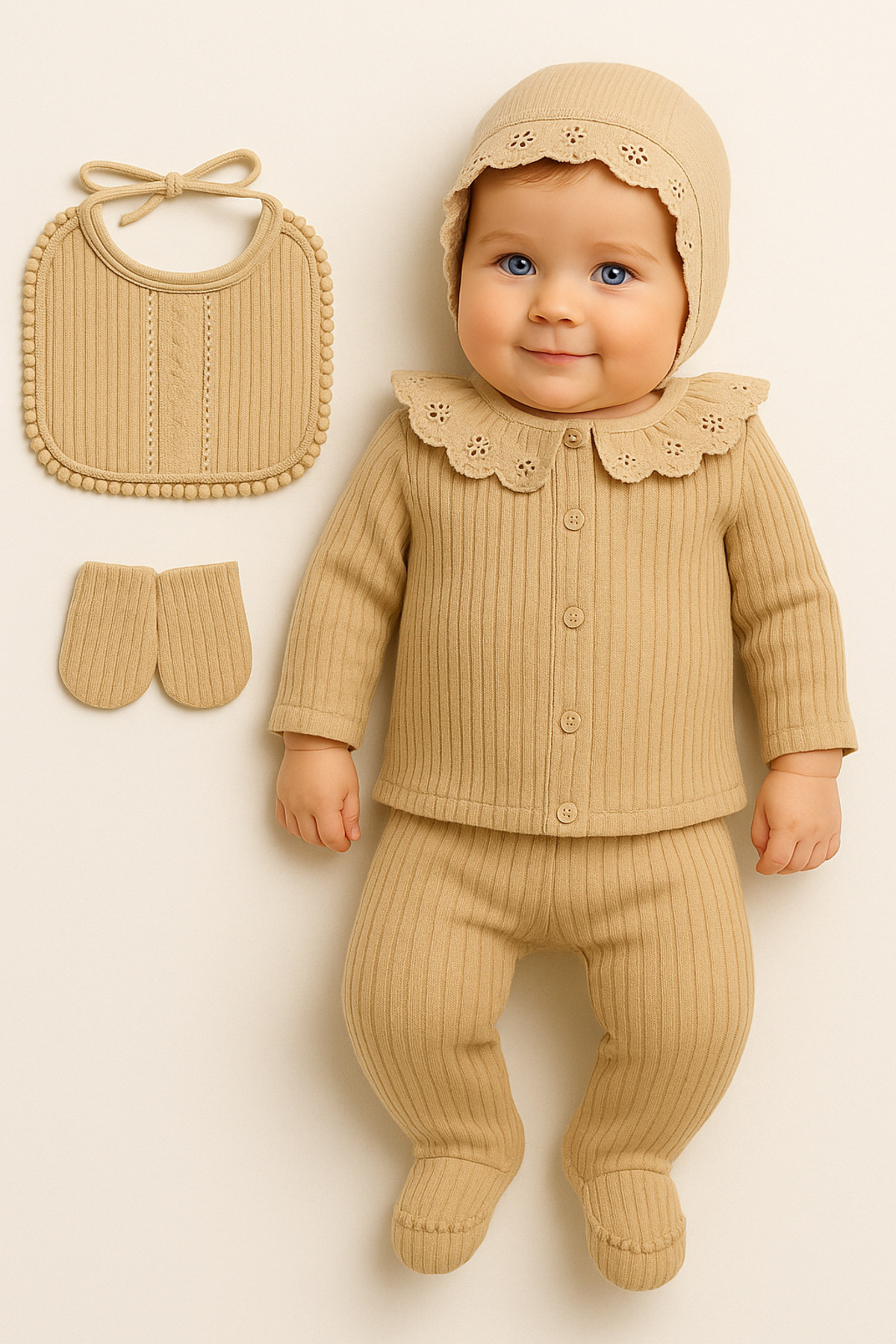 nevrankids Naturel Kumaş 5 Parça Hastane Çıkışı Seti fotoğrafı 4 (önizleme)