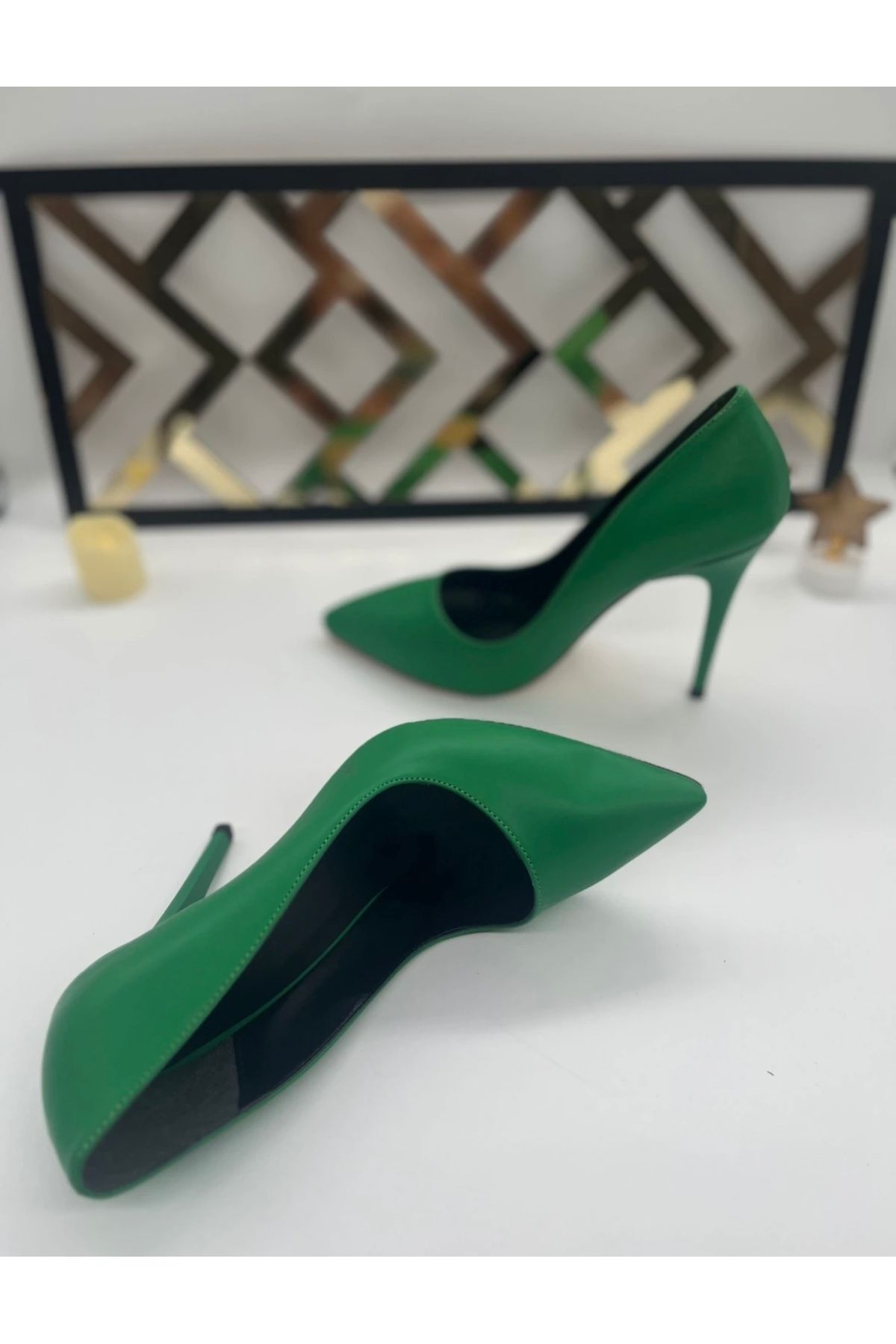 TUĞBALİ Kadın Haki Renk Topuklu Stiletto