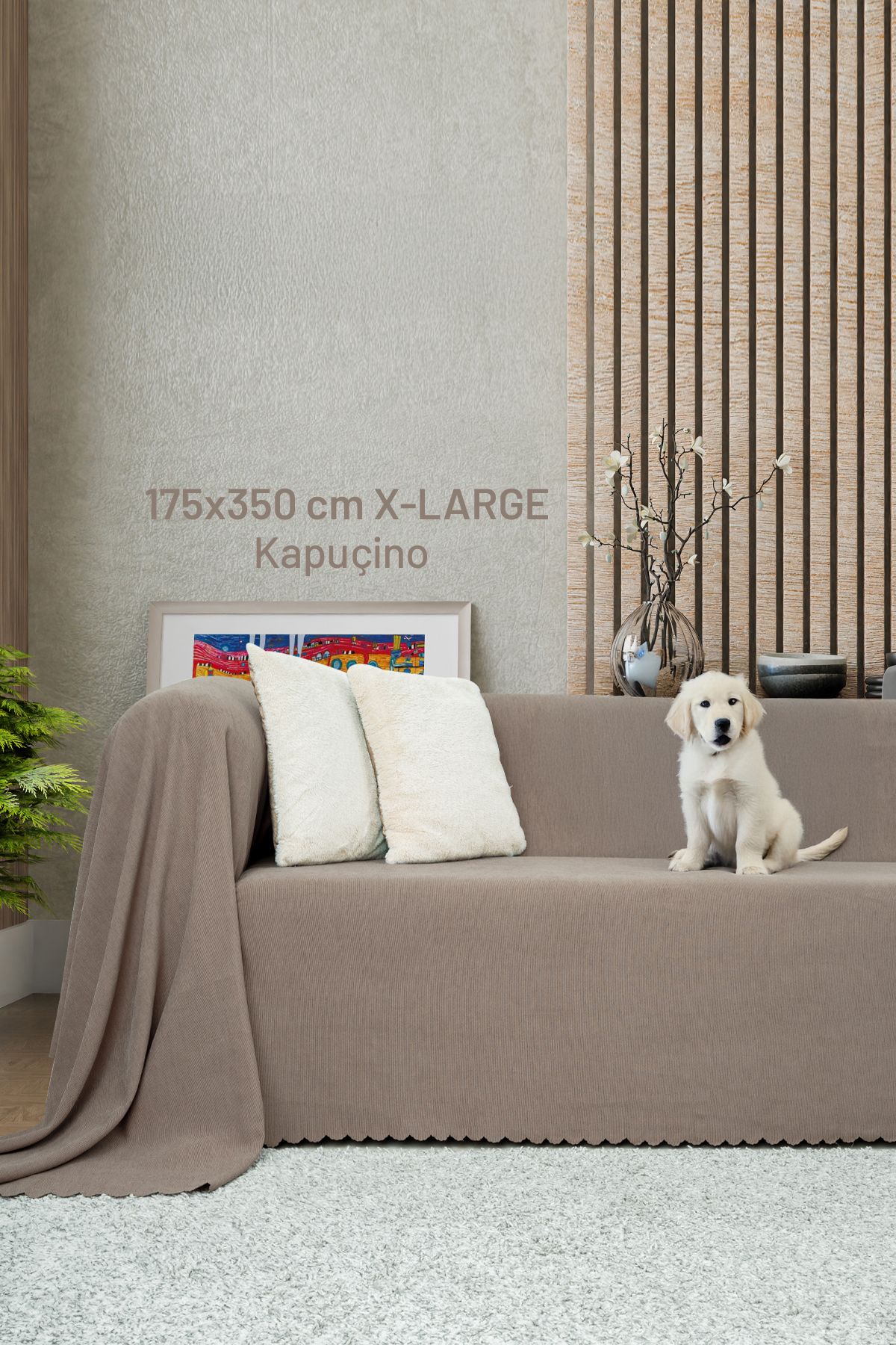 Latuda Home Kaymaz Koltuk Örtüsü Çift Taraflı Mikrofiber Şönil 175x350 cm XL- Kapuçino – Kedi Köpek ve Çocuk Dos