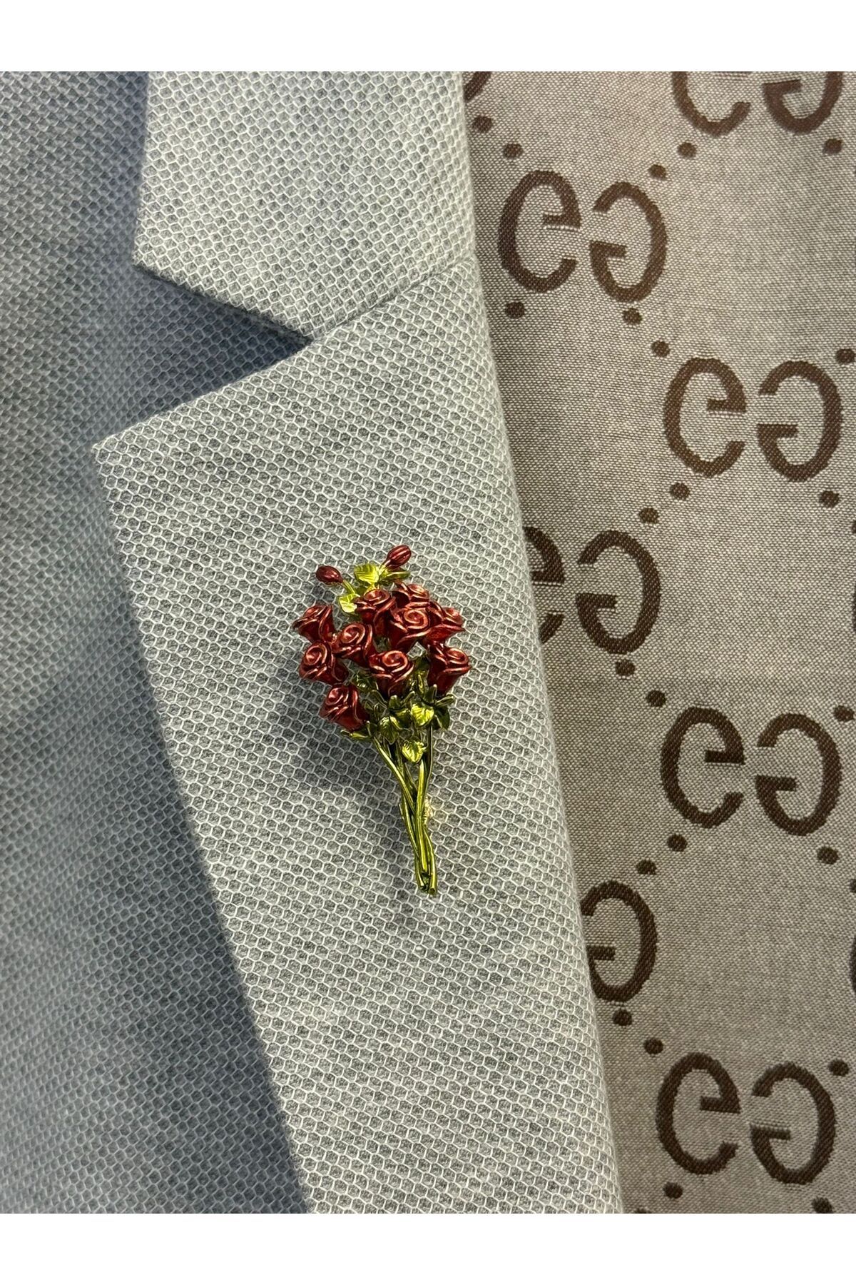 PIRILTI Özel Tasarım Çok Renkli Çiçek Detaylı Kadın Yaka Broş 2,5*5cm