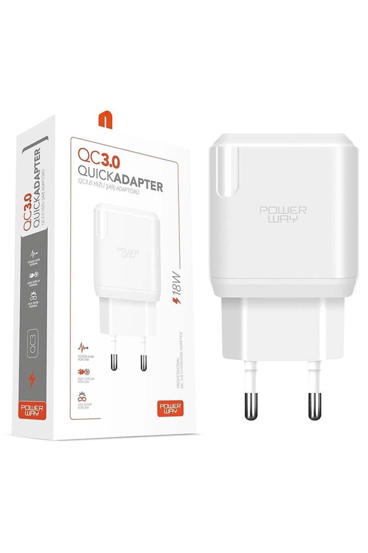 Powermaster Powerway QC3 3 Amper 18W Tüm Telefonlarla Uyumlu USB Hızlı Şarj Adaptörü