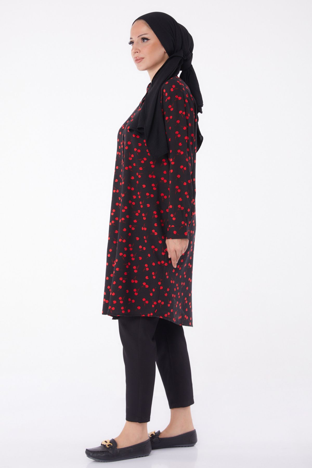 TOFİSA-Patterned Tunic Red - 26005 4