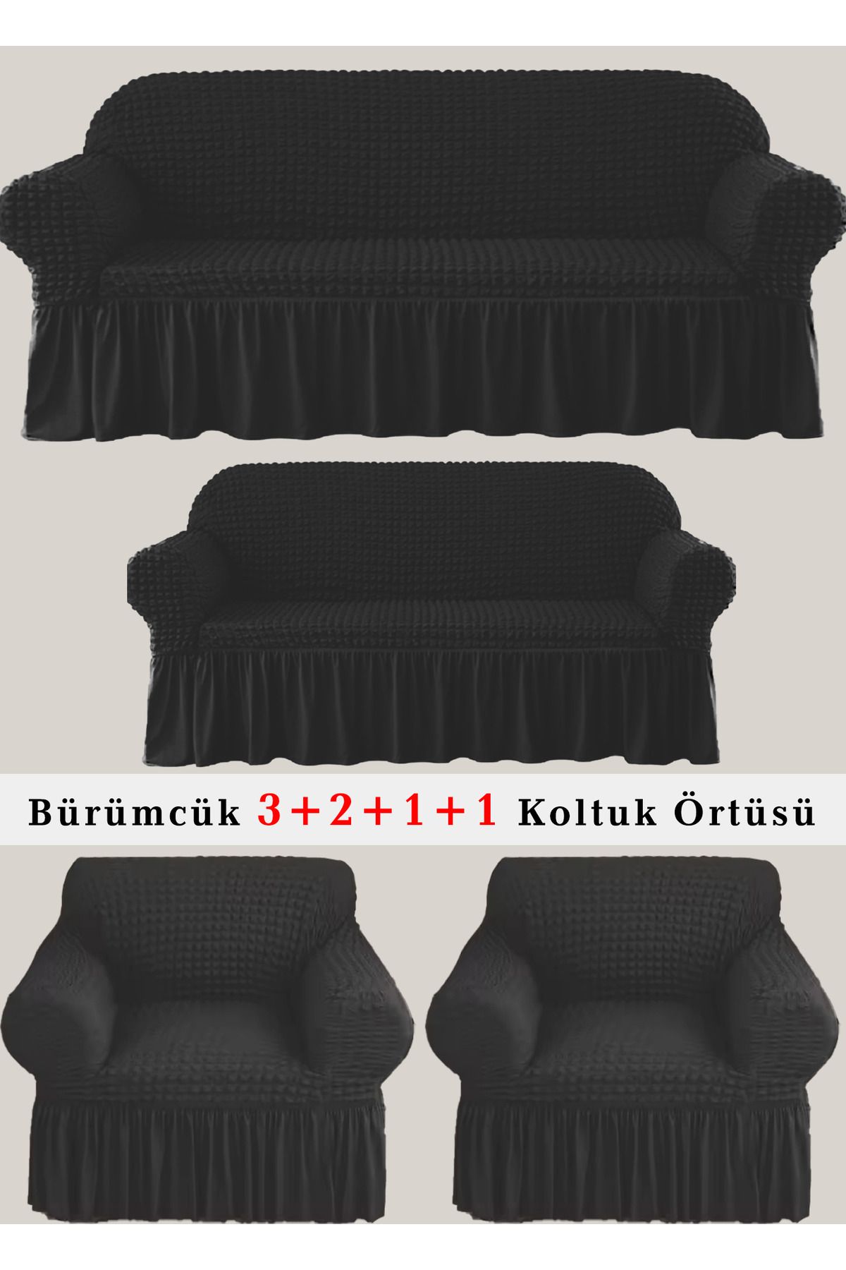 upmall Bürümcük Koltuk örtüsü, Kanepe, Çekyat Örtüsü, Koltuk Kılıfı 3 2 1 1 Takım