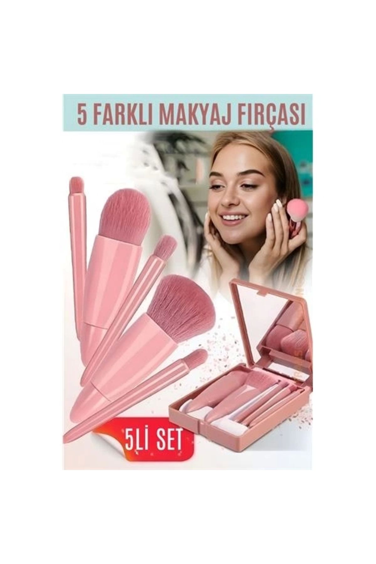 No8 Home Makyaj Fırça Kiti Aynalı ve Kutulu Profesyonel Makyaj Kiti