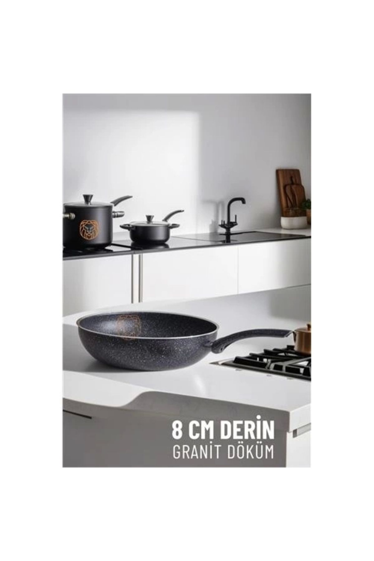 No8 Home 8 Cm Derin Wok Tava Granit Döküm L.Kinnaird