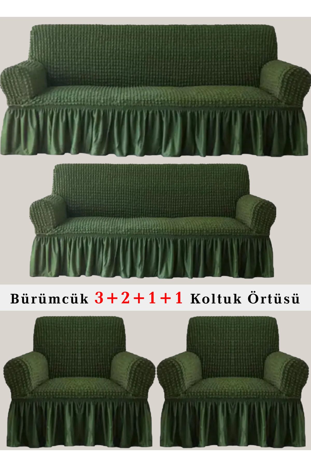 upmall Bürümcük Koltuk örtüsü, Kanepe, Çekyat Örtüsü, Koltuk Kılıfı 3 2 1 1 Takım
