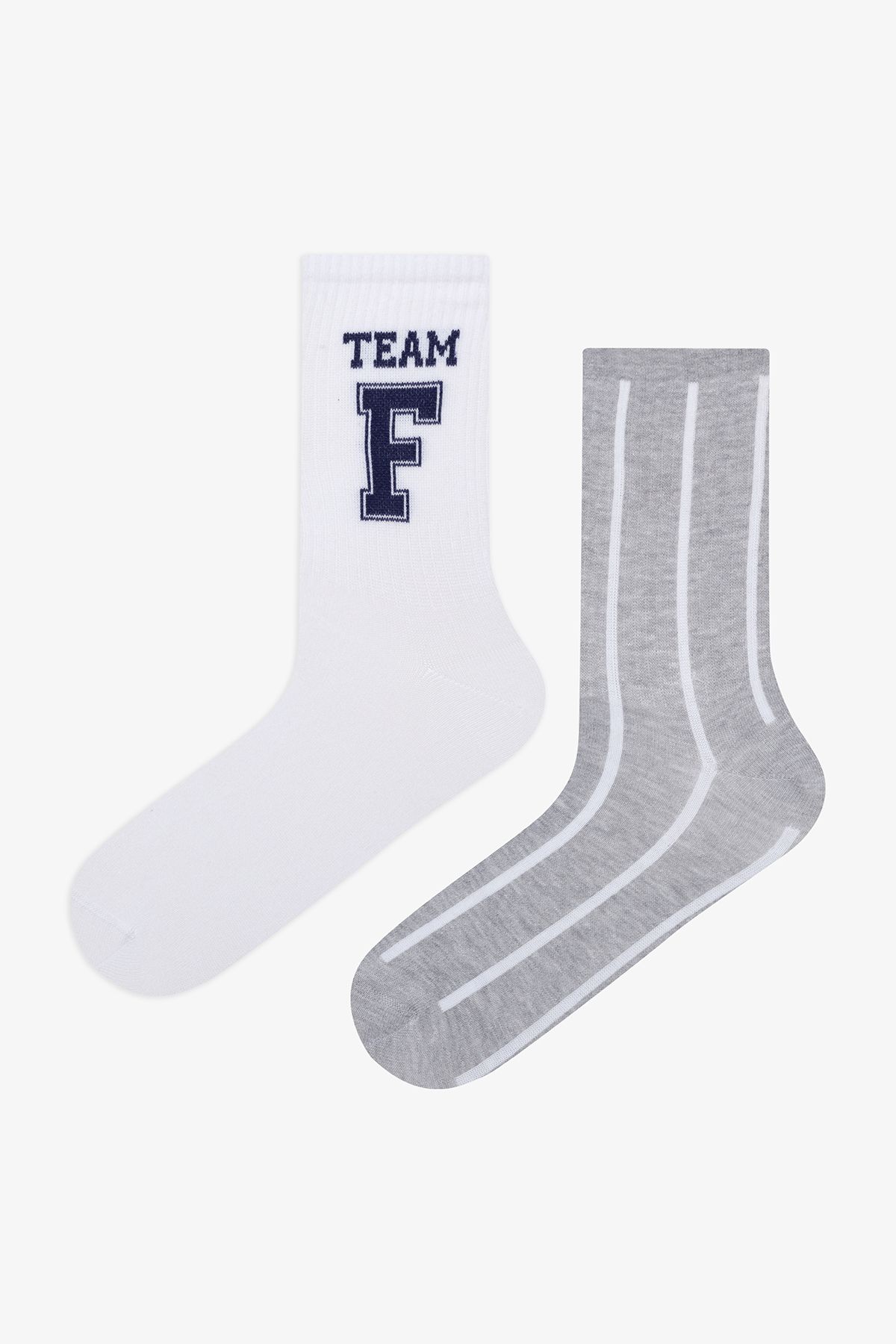 Penti-Herren-Fußballsocken im 2er-Pack in Grau und Weiß 1