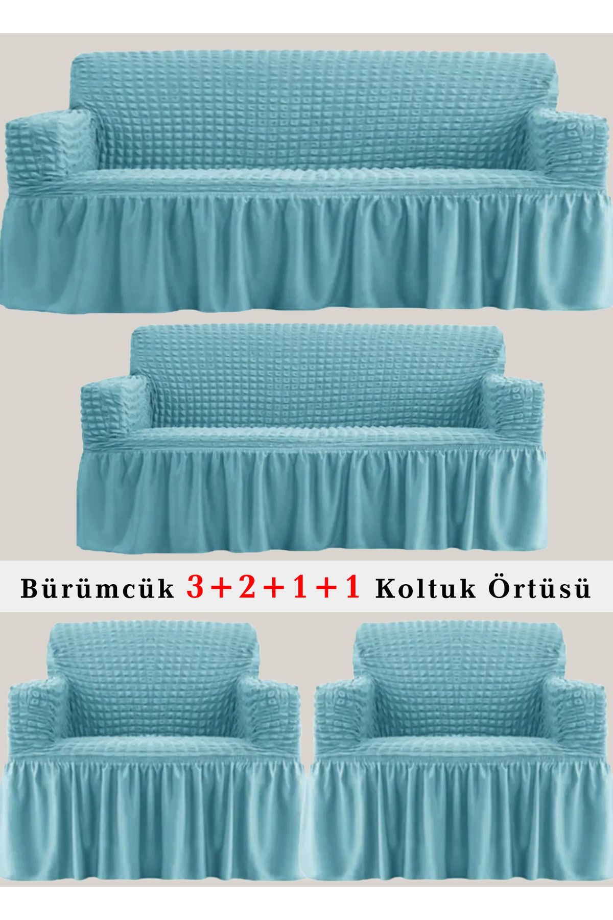 upmall Bürümcük Koltuk örtüsü, Kanepe, Çekyat Örtüsü, Koltuk Kılıfı 3 2 1 1 Takım