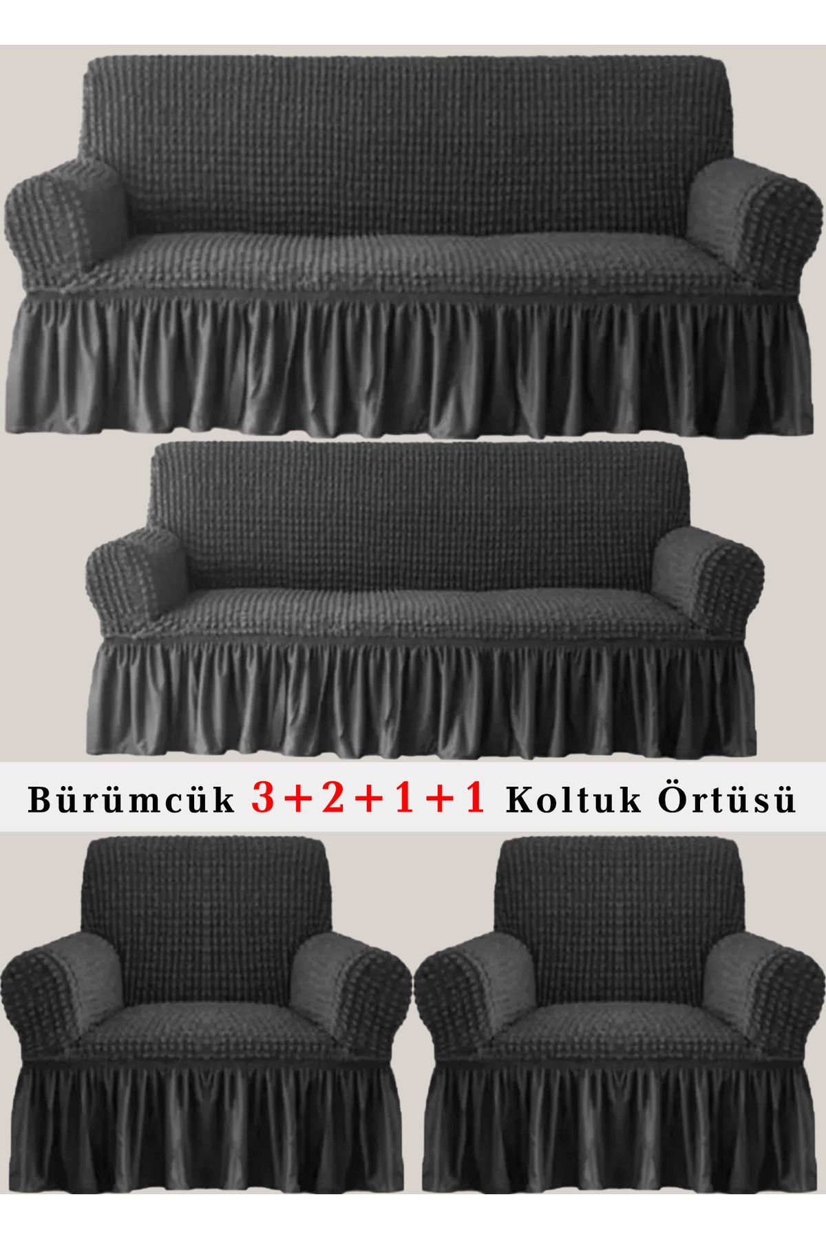 upmall Bürümcük Koltuk örtüsü, Kanepe, Çekyat Örtüsü, Koltuk Kılıfı 3 2 1 1 Takım