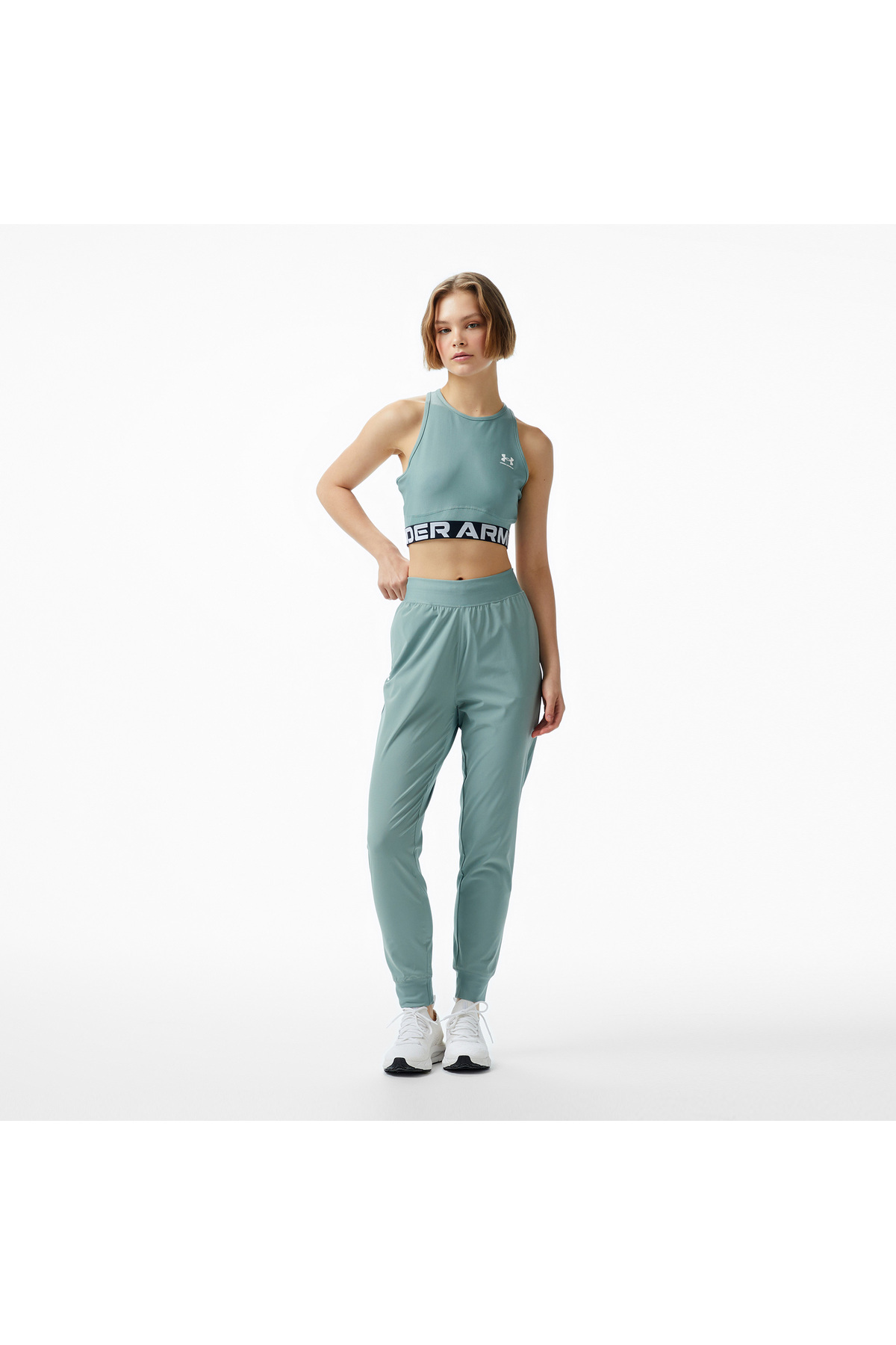 Under Armour Rival Hi Rise Woven Kadın Yeşil Eşofman Altı